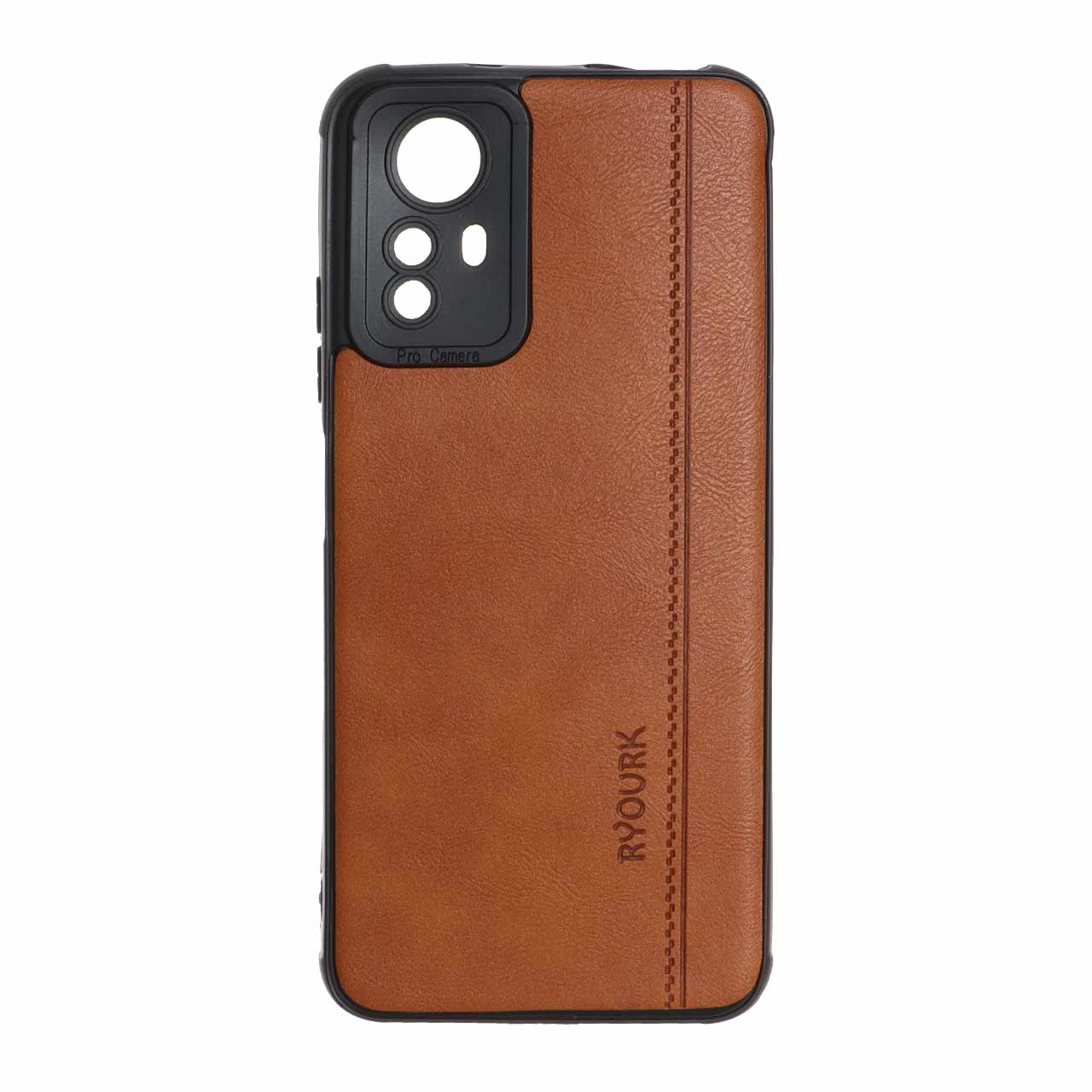 قاب طرح چرم RYOURK مدل Xiaomi Redmi Note 12S - عسلی