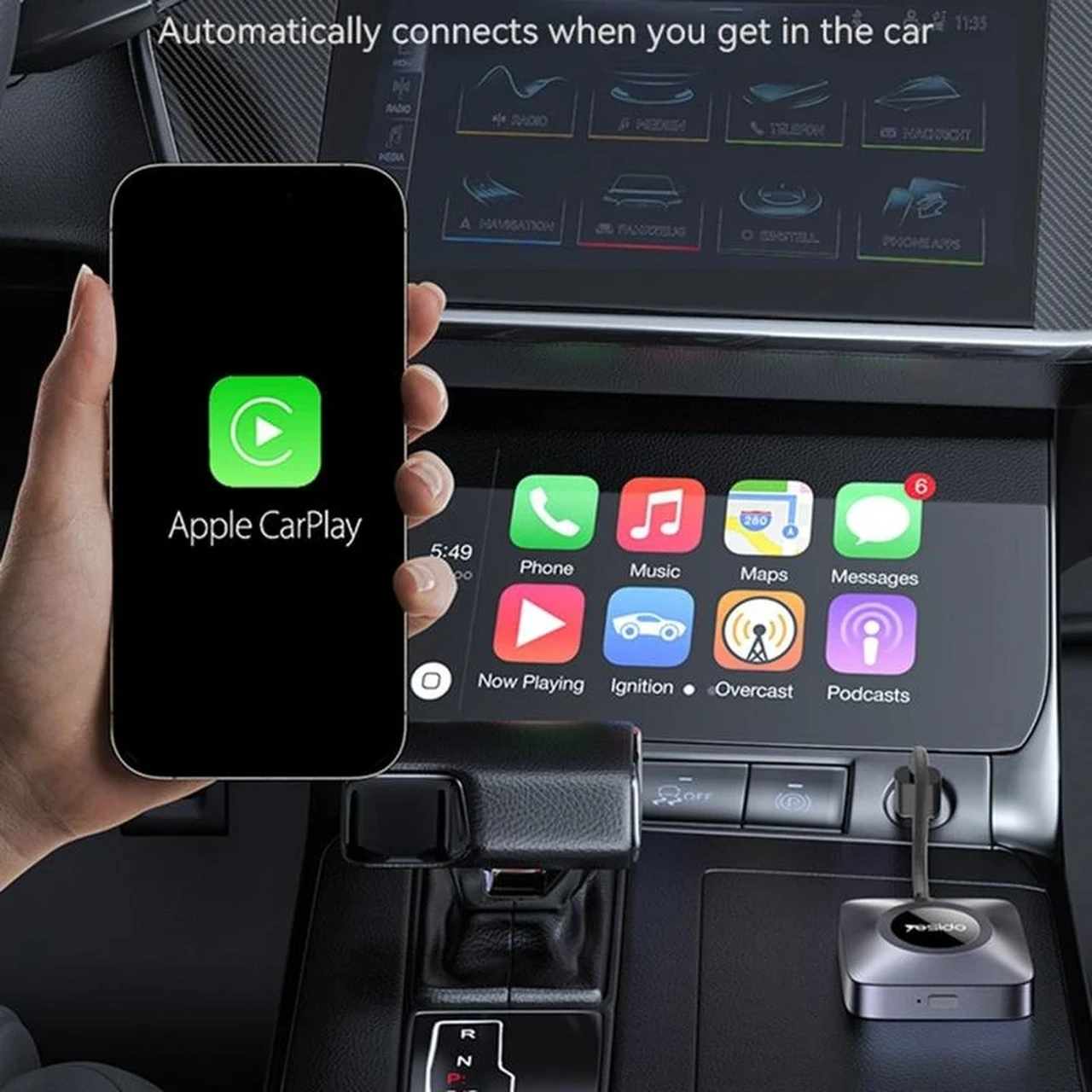 دانگل وایرلس خودرو Yesido مدل KM23 CARPLAY مشکی