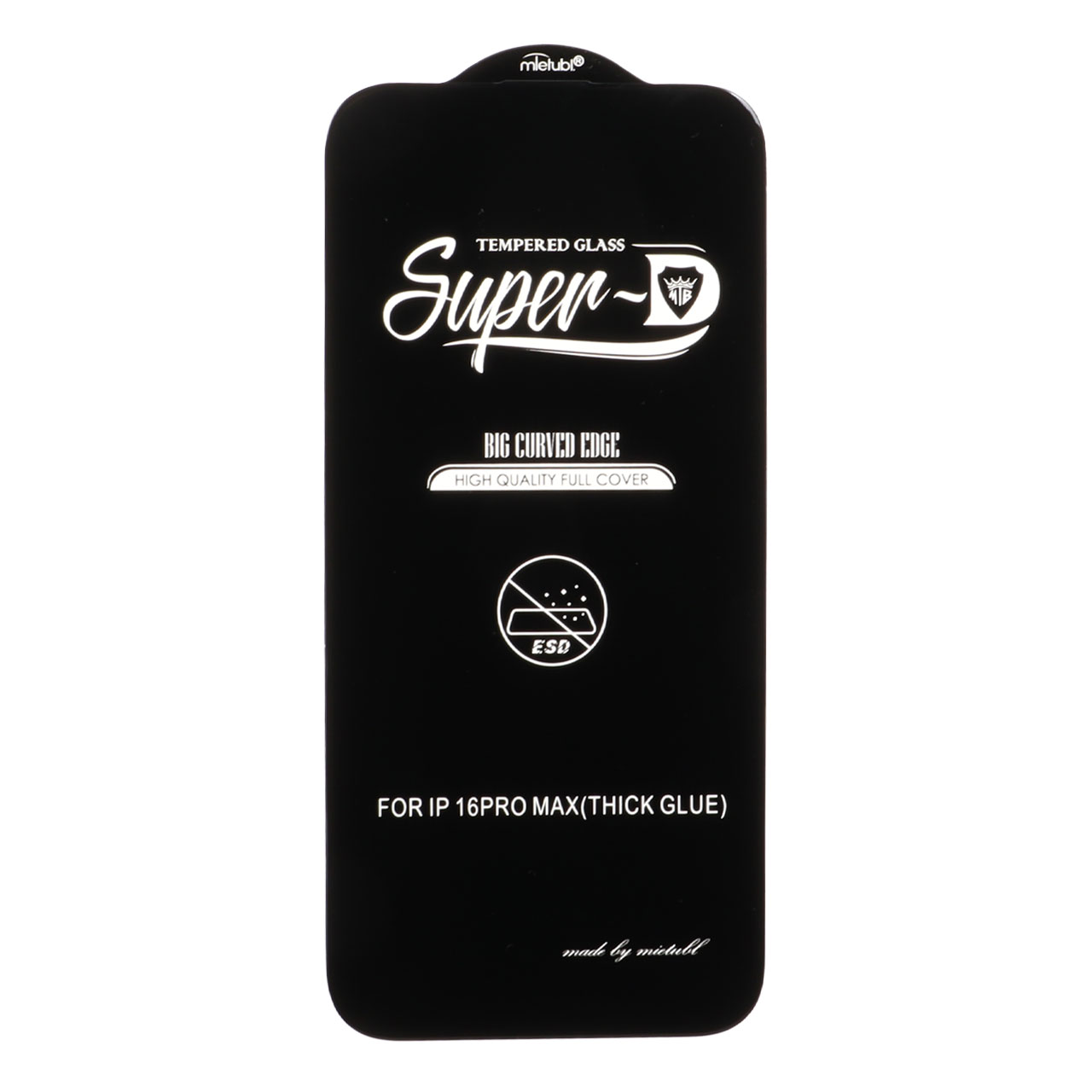 محافظ صفحه نمایش شیشه ای فول کاور Super D Mietubl با لبه‌های خمیده مناسب برای آیفون 16 پرو مکس