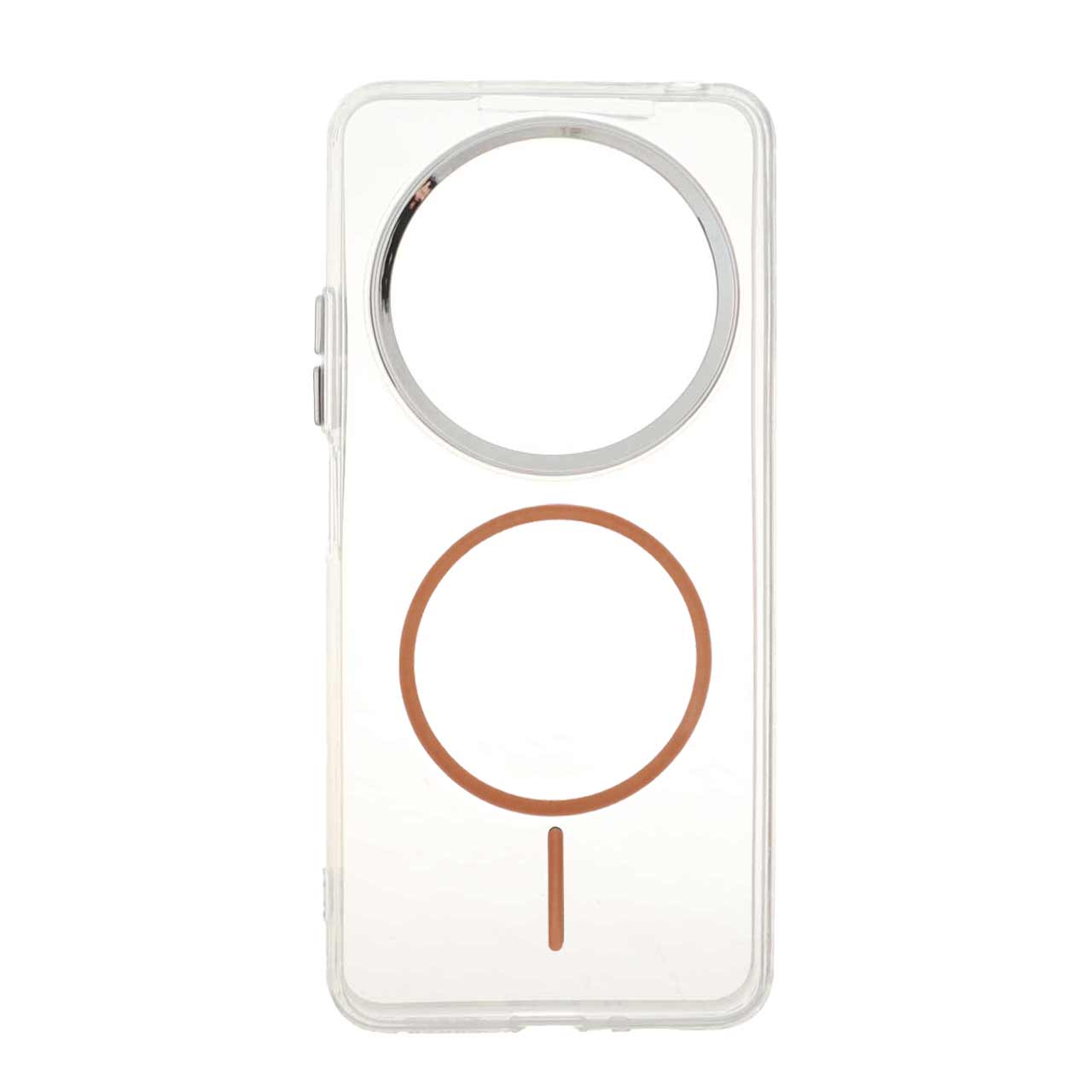 قاب ژله ای شفاف طرح مگ سیف لنز کروم قهوه‌ای مناسب برای شیائومی ردمی 14C / ردمی A4 / پوکو C75