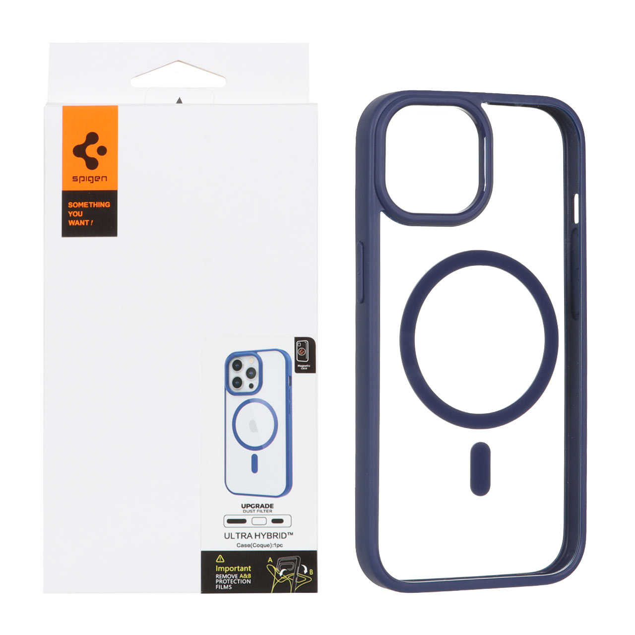 قاب اورجینال Magsafe Spigen با توری اسپیکر فلزی Apple iPhone 15 / iPhone 14 / iPhone 13 - سرمه ای