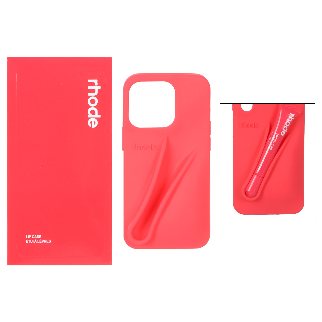 قاب سیلیکونی پاک کنی اورجینال rhode با ست لیپ گلاس Apple iPhone 13 Pro - قرمز