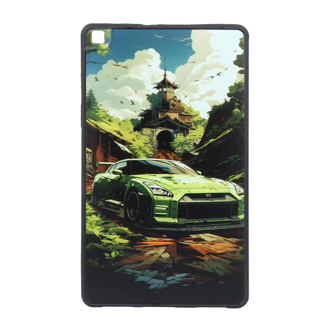 قاب طرح ماشین اسپرت سبز (GTR) مناسب برای تبلت سامسونگ گلکسی تب A8 2019 (SM-T295)