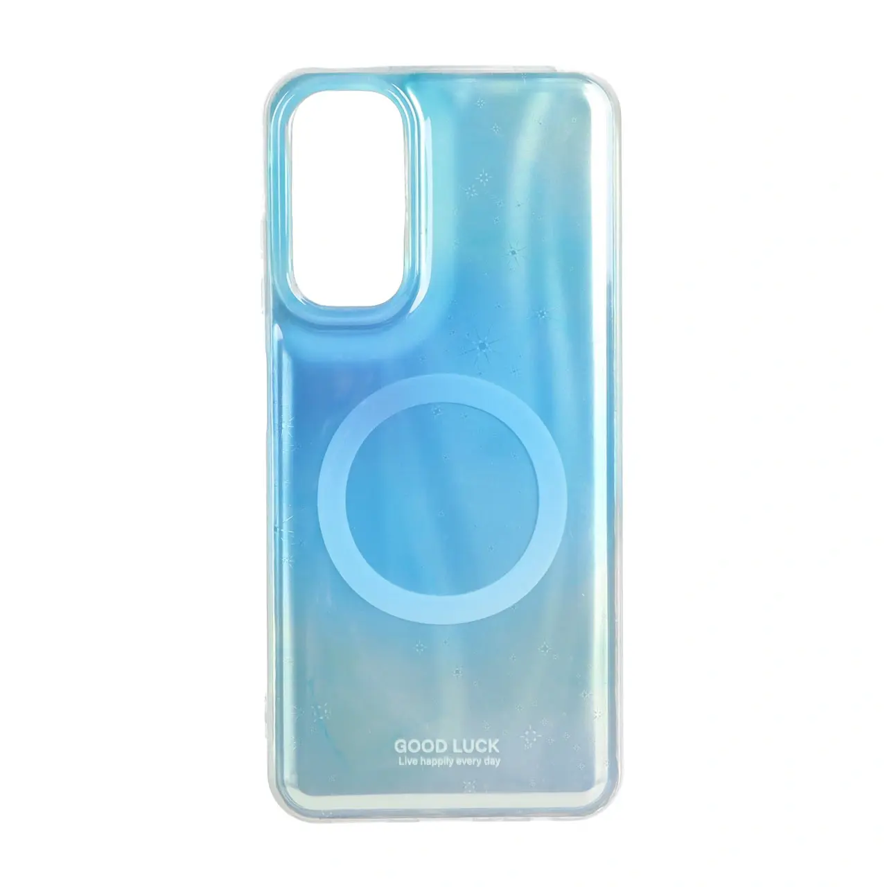 قاب Good Luck ستاره ای دور ژله ای طرح مگ سیف Samsung Galaxy A05s / M14 4G / F14 4G - سبزآبی