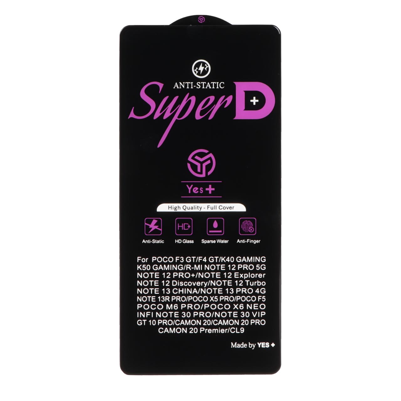 محافظ صفحه نمایش شیشه ای Super D Anti Static Yes Plus مناسب برای شیائومی Redmi Note 14S / Note 13 Pro 4G / Poco M6 Pro 4G