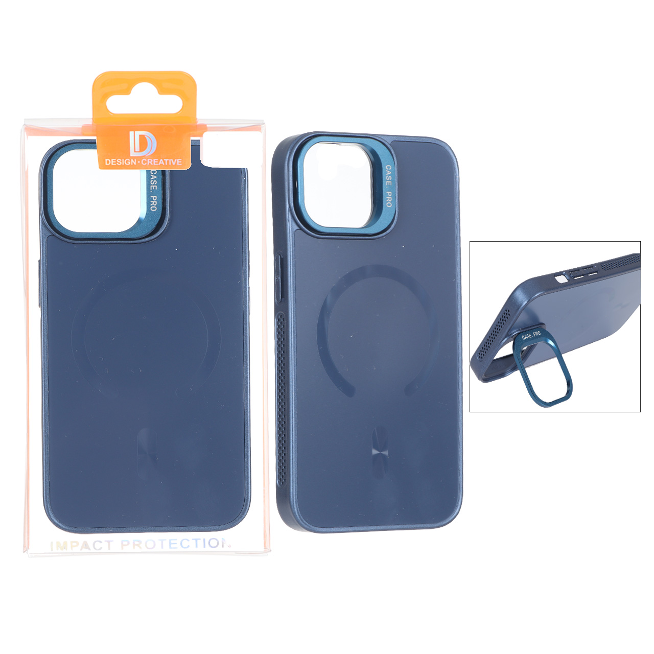 قاب اورجینال PVD Case Pro استندشو MagSafe مدل Apple iPhone 13 / iPhone 14 - سرمه ای (پک دار)