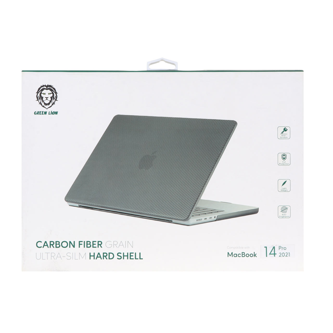 کاور مک بوک پرو 2021 ابعاد 14 اینچ Green Lion مدل Carbon Fiber Grain GNCFM14P21BK - مشکی