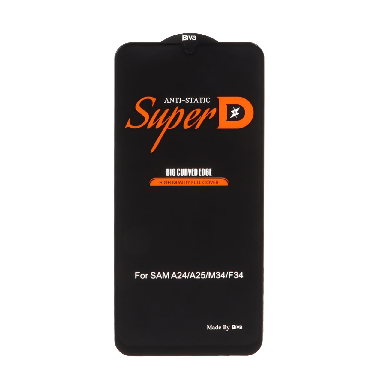 گلس محافظ صفحه نمایش شیشه ای Super D Biva فول کاور مناسب برای سامسونگ A25 / A24 / M34 / F34 / A15 مشکی