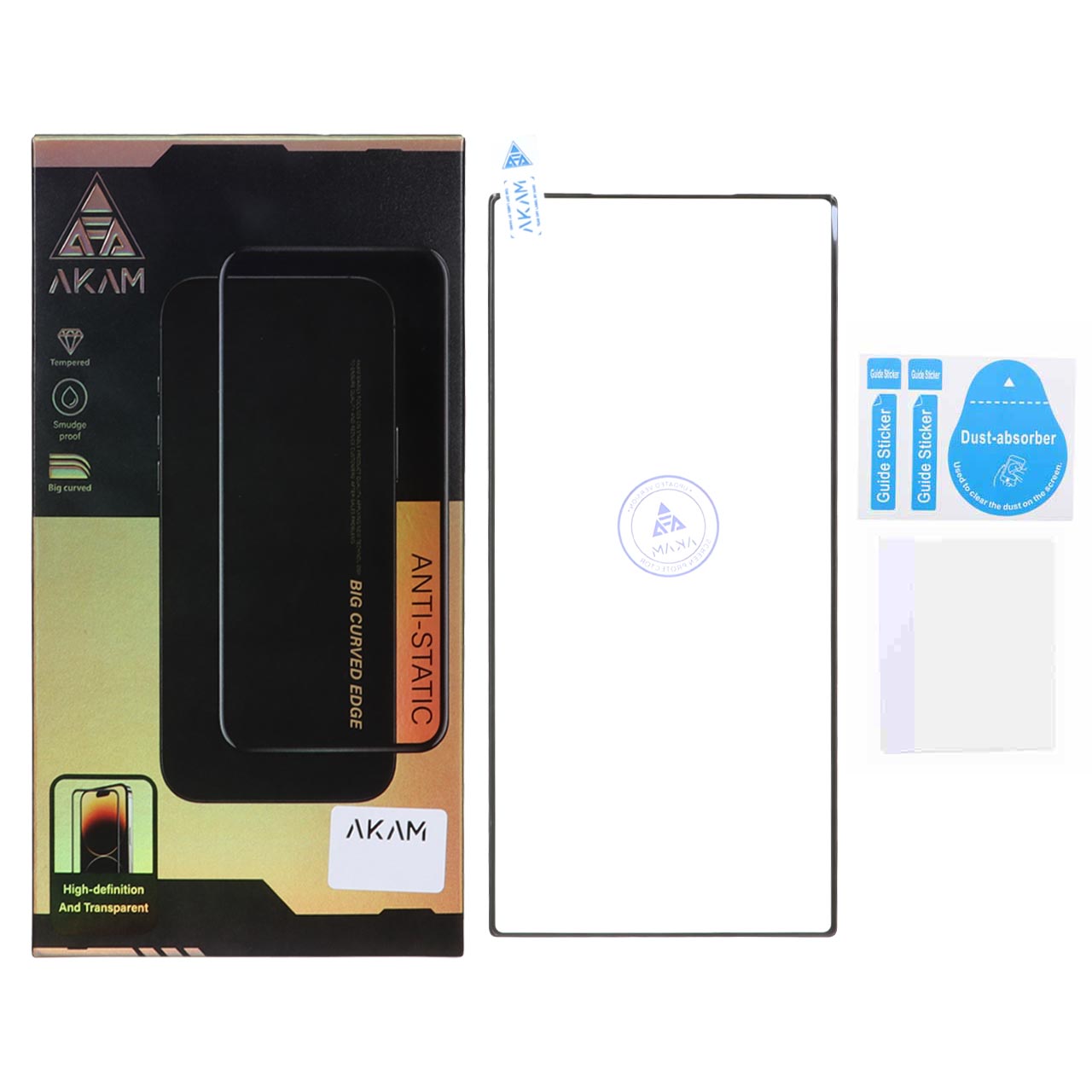 محافظ صفحه نمایش شیشه ای خم فول چسب AKAM Anti Static مناسب برای Samsung Galaxy S23 Ultra