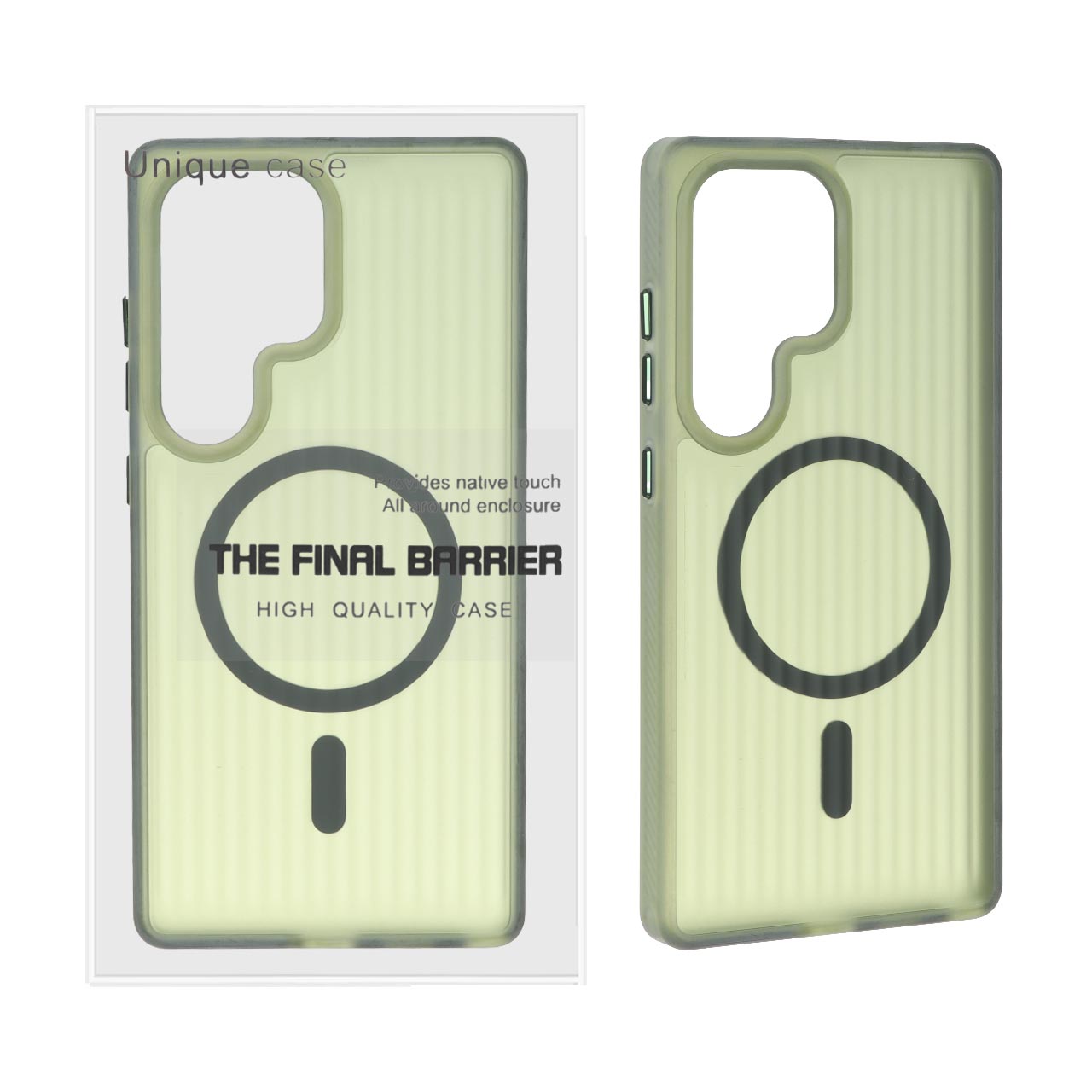قاب اورجینال Unique Case کرکره ای مات MagSafe مدل Samsung Galaxy S25 Ultra - سبز (پک دار)
