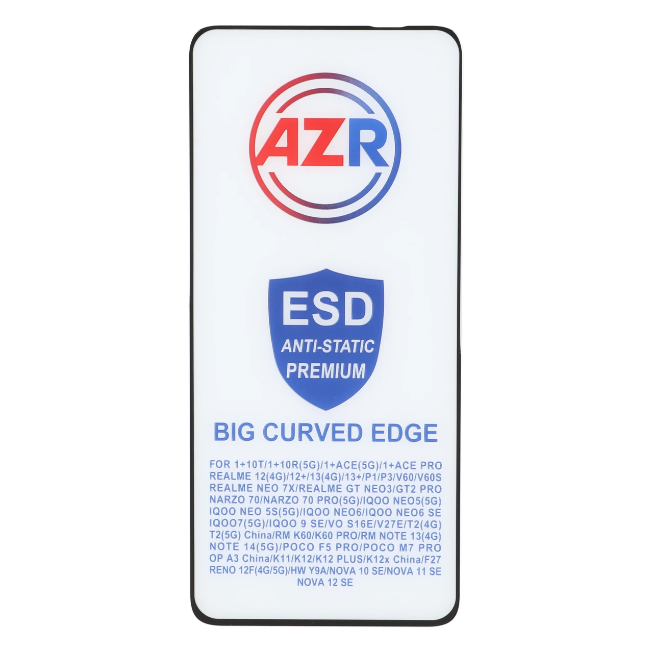 محافظ صفحه نمایش شیشه‌ای AZR مدل Big Curved ESD Anti-Static مناسب برای Xiaomi Redmi Note 13 4G و Poco M7 Pro 5G