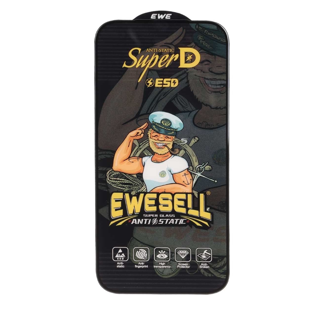 محافظ صفحه نمایش شیشه ای Full Cover Super D Esd Ewesell مدل Apple iPhone 17 Pro / iPhone 18 Pro (بدون پک)