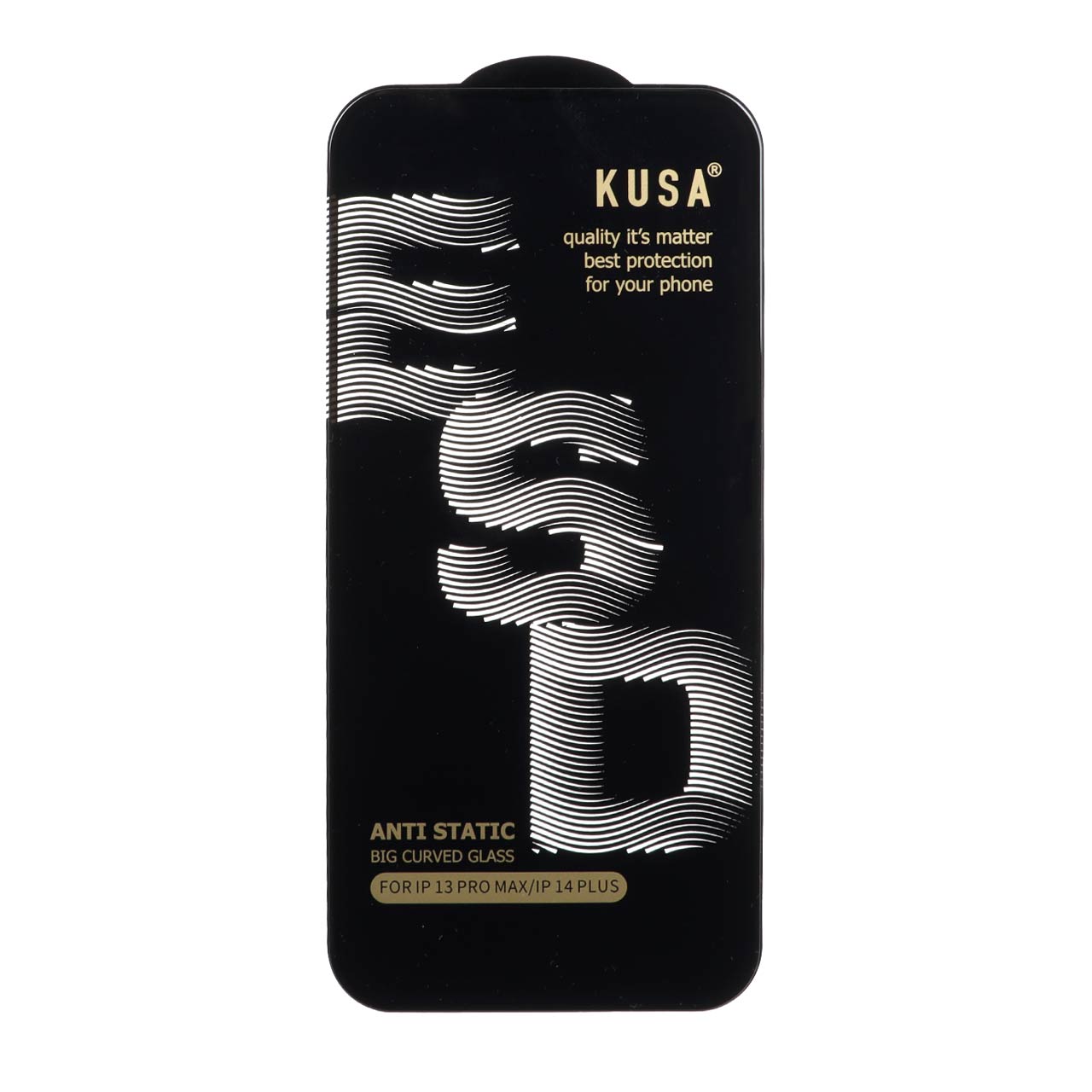 محافظ صفحه نمایش شیشه‌ای فول کاور Kusa Anti Static ESD مناسب برای آیفون 13 پرو مکس و آیفون 14 پلاس