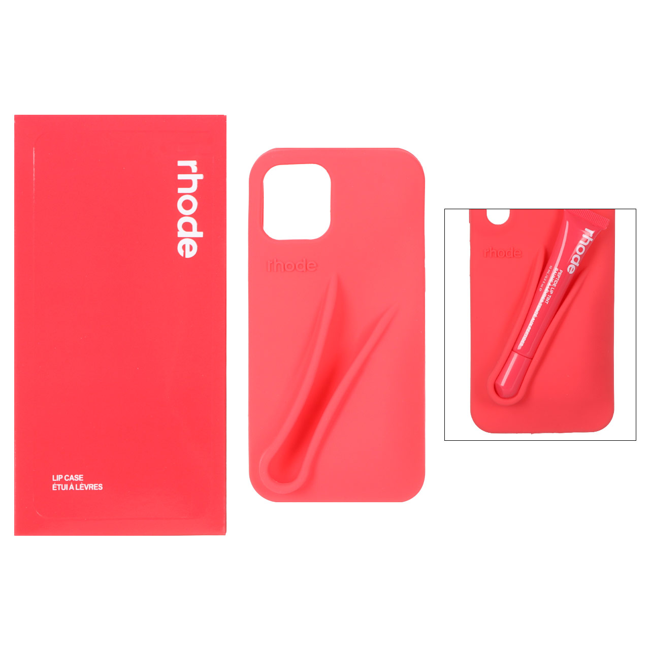 قاب سیلیکونی پاک کنی اورجینال rhode با ست لیپ گلاس Apple iPhone 12 Pro / iPhone 12 - قرمز