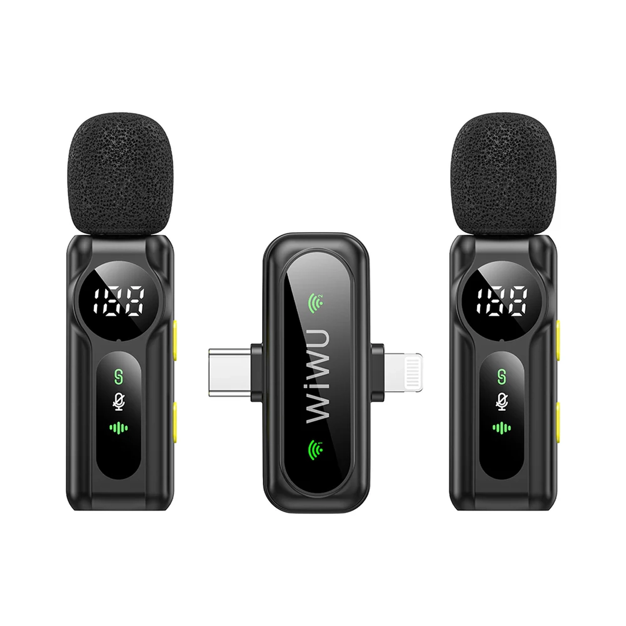میکروفون بی سیم Wiwu مدل Wi-WM007 با دانگل Lightning و Type-C مشکی