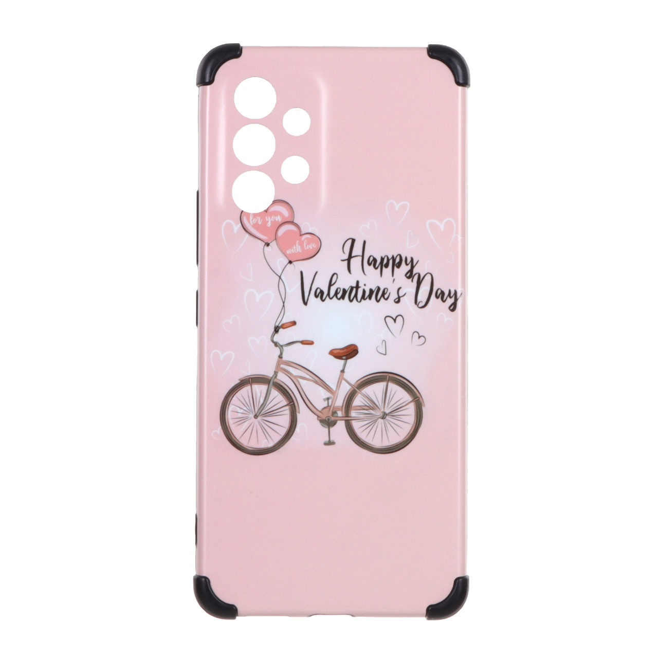 قاب طرح دوچرخه و بادکنک Happy Valentine's Day بامپردار مناسب برای سامسونگ گلکسی A53