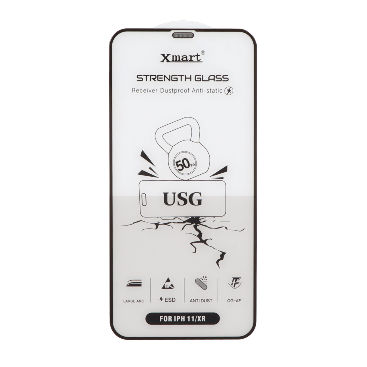 محافظ صفحه نمایش شیشه ای اورجینال Full Cover XMART Anti Static USG مدل Apple iphone 11 / XR