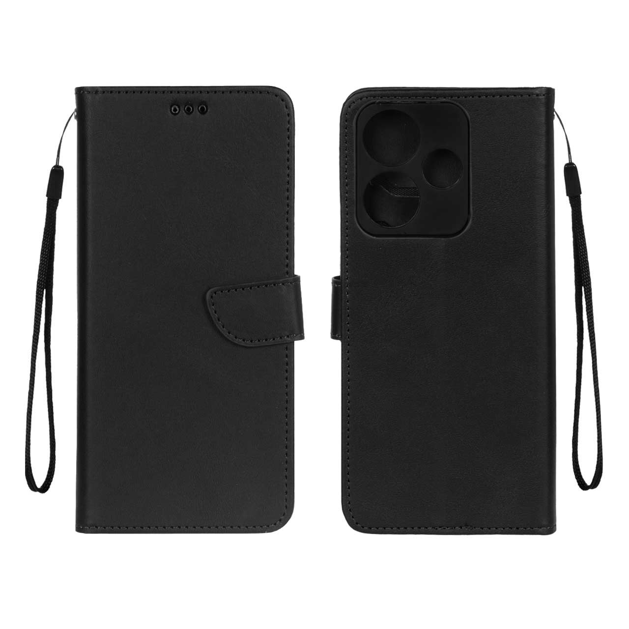 کیف چرمی موبایل مگنتی محافظ لنزدار Xiaomi Redmi 13X / Redmi 13 4G / Poco M6 4G - مشکی