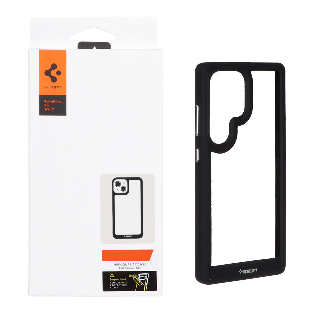 قاب اورجینال Spigen شفاف با فریم مشکی مناسب برای سامسونگ گلکسی S25 اولترا