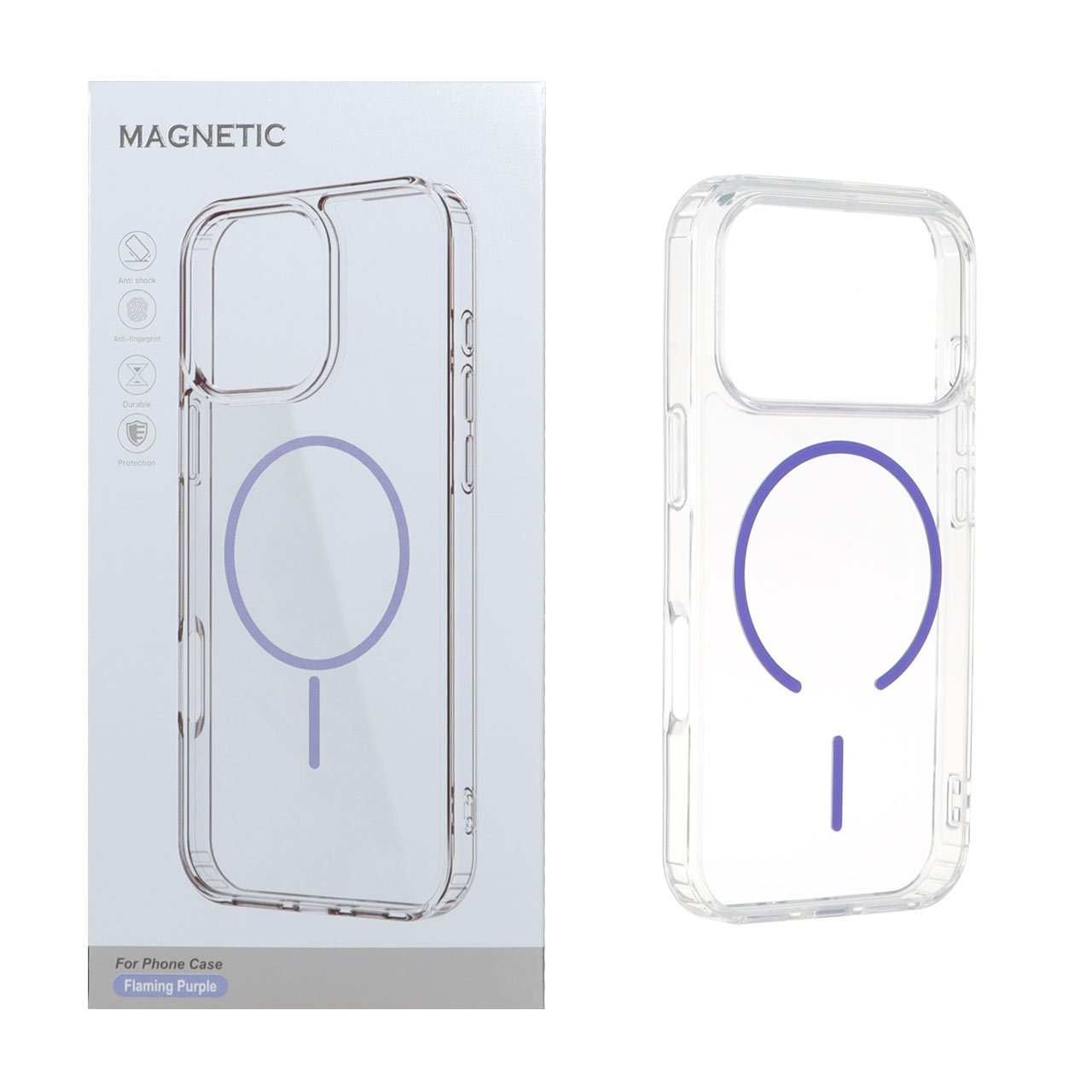 قاب اورجینال Magnetic دور ژله‌ای مگ‌سیف مناسب برای آیفون 17 پرو بنفش روشن