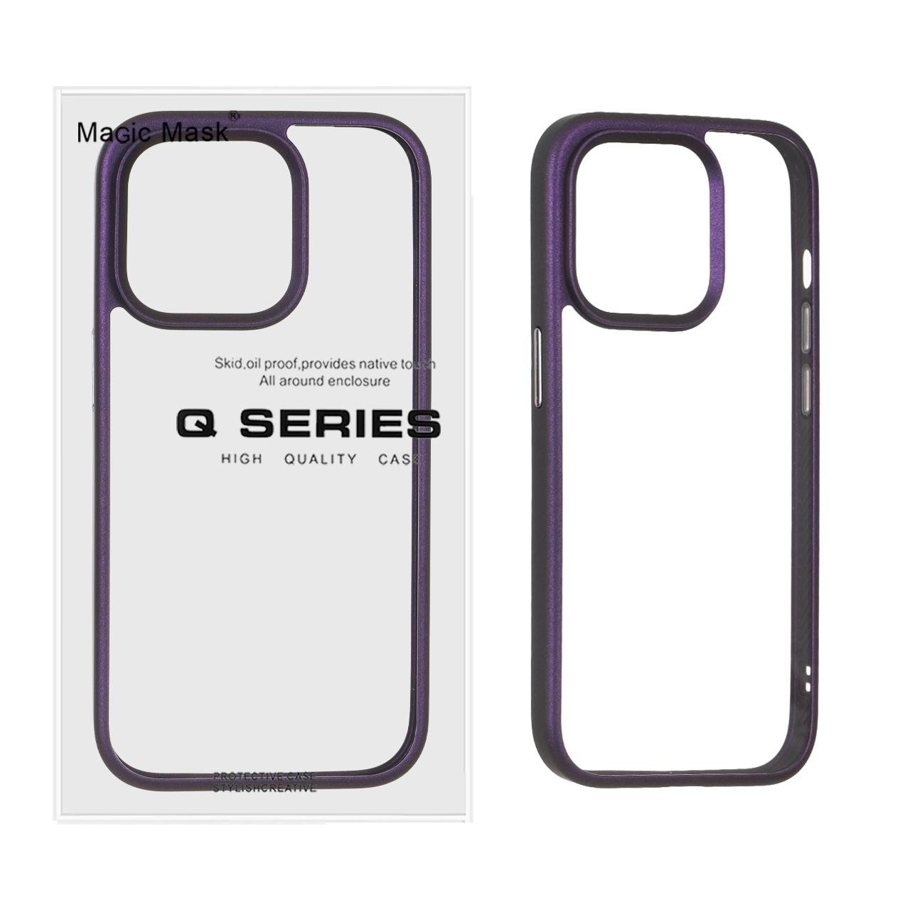 قاب شفاف Q Series مدل Ice بنفش مناسب برای آیفون 14 پرو