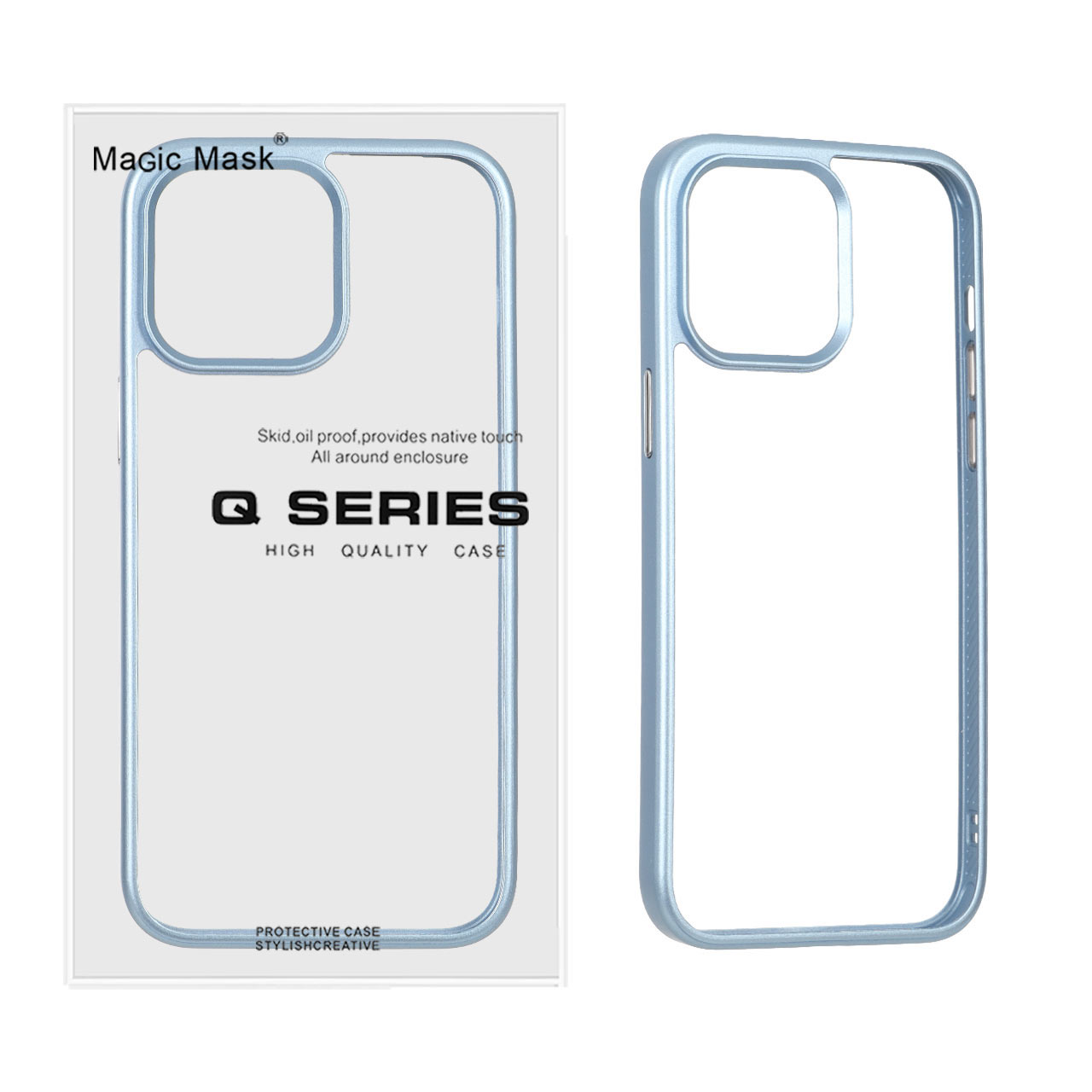 قاب شفاف اورجینال Q Series Ice آبی مناسب برای آیفون 14 پرو