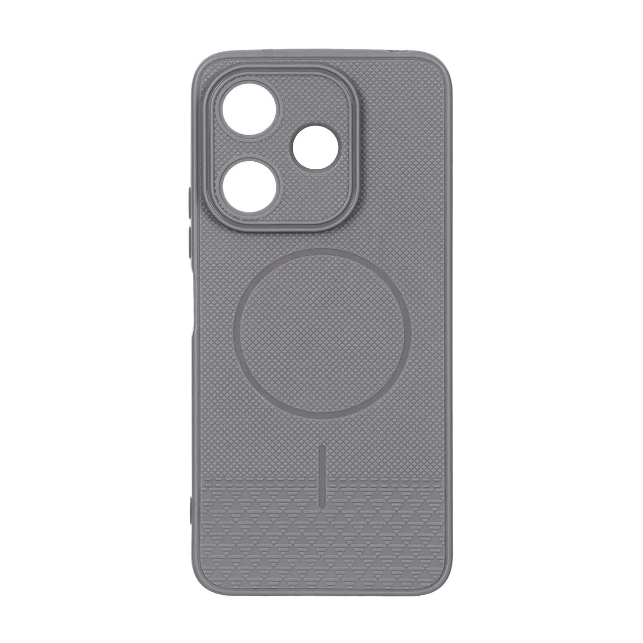 قاب شطرنجی طرح مگ سیف محافظ لنزدار Xiaomi Redmi 13X / Redmi 13 4G / Poco M6 4G - خاکستری