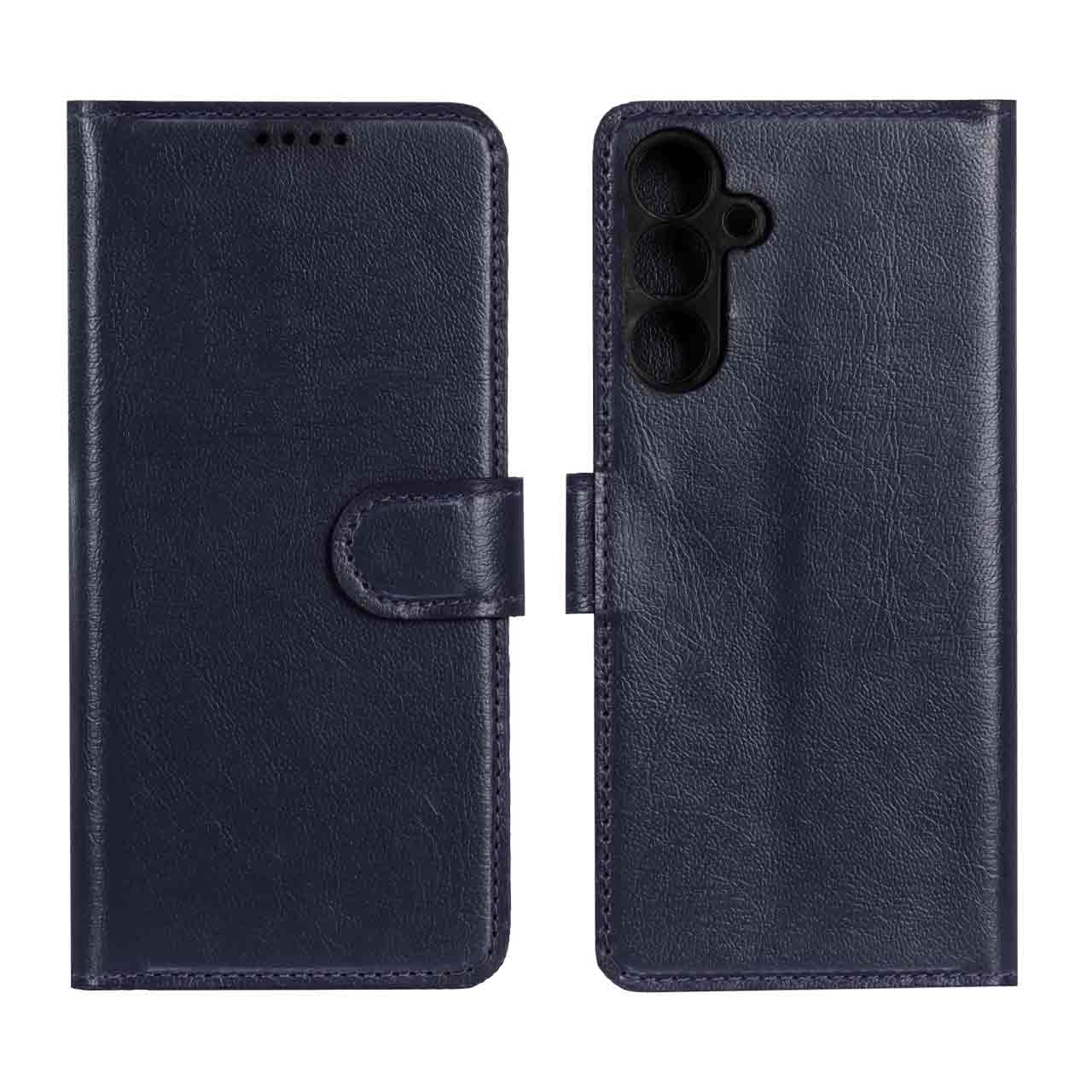 کیف موبایل چرمی مگنتی محافظ لنزدار Samsung Galaxy A16 - سرمه ای