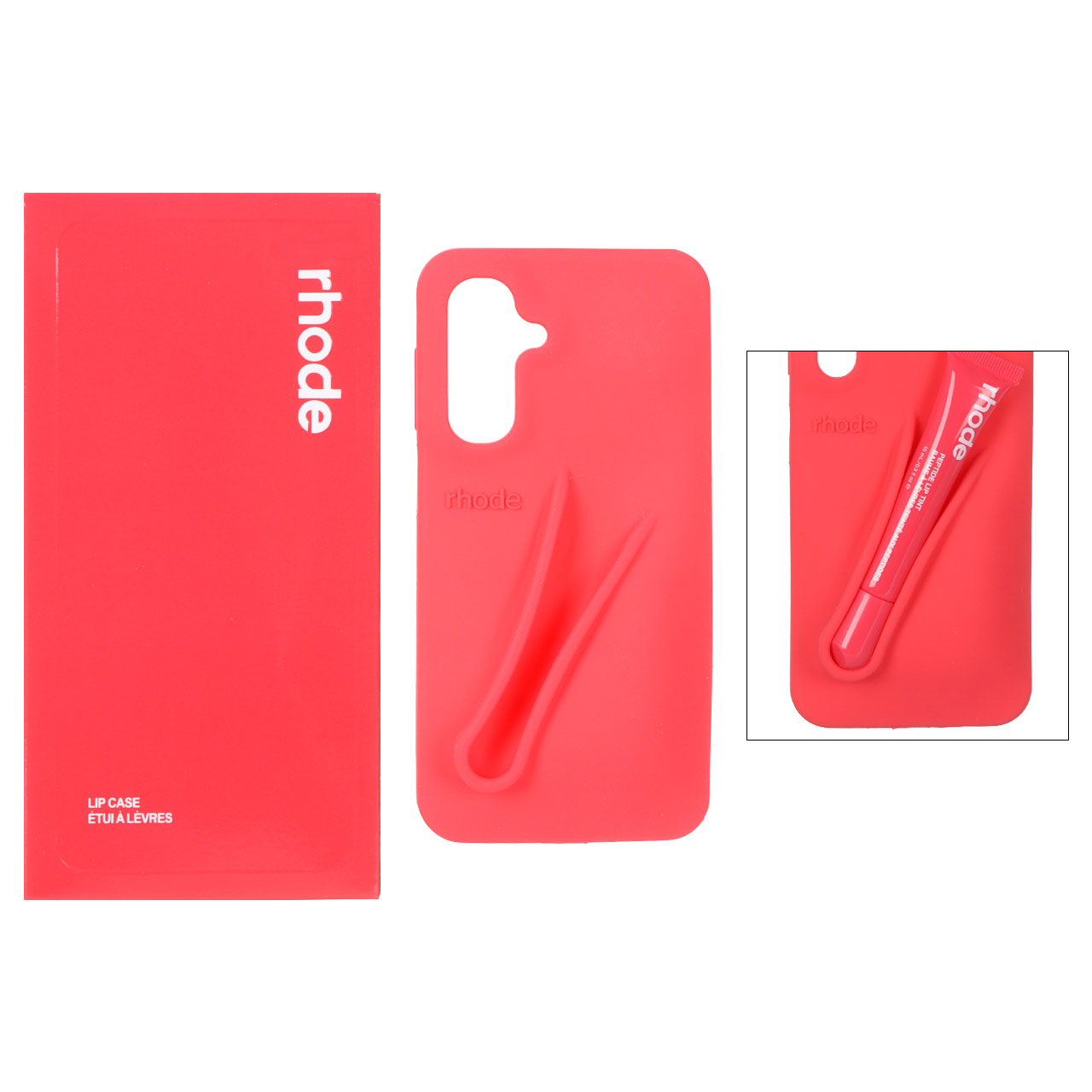 قاب سیلیکونی پاک کنی اورجینال rhode با ست لیپ گلاس Samsung Galaxy A17 / A16 / A26 - قرمز