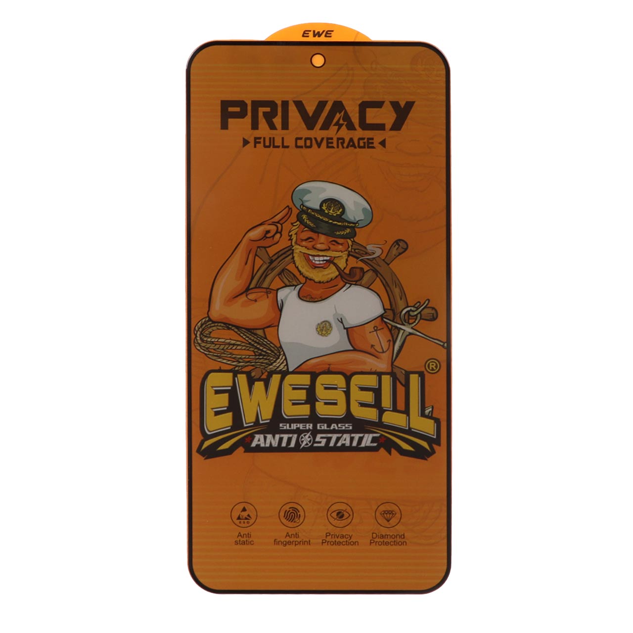 محافظ صفحه نمایش شیشه‌ای Full Cover Ewesell مدل Anti Static Privacy مناسب برای گوشی سامسونگ Galaxy A27 / A35 / A55