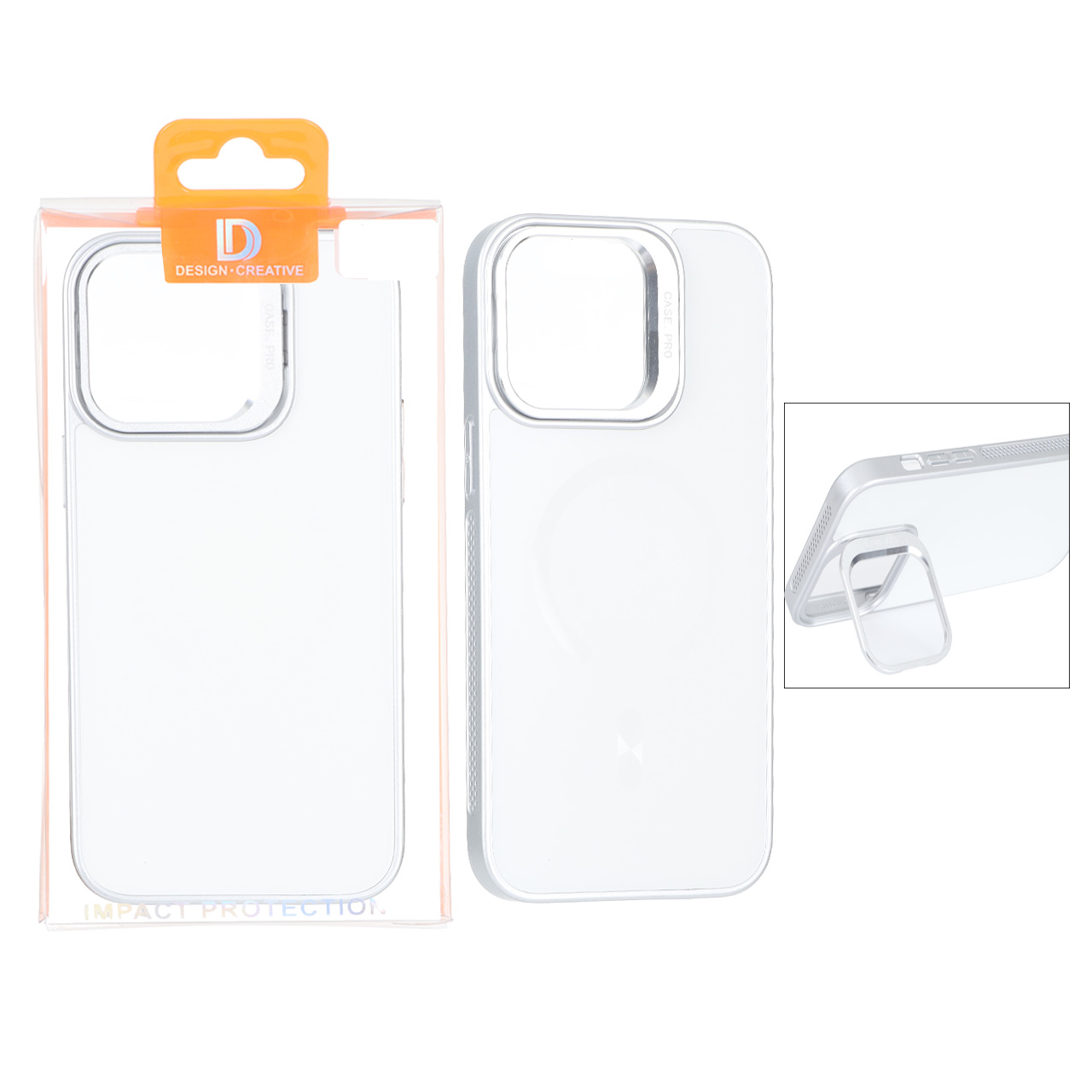 قاب اورجینال PVD Case Pro استندشو MagSafe مدل Apple iPhone 14 Pro Max - نقره ای (پک دار)