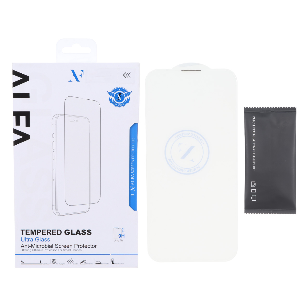 محافظ صفحه نمایش شیشه ای اورجینال ALFA بدون حاشیه Apple iPhone 15 Pro (پک دار)