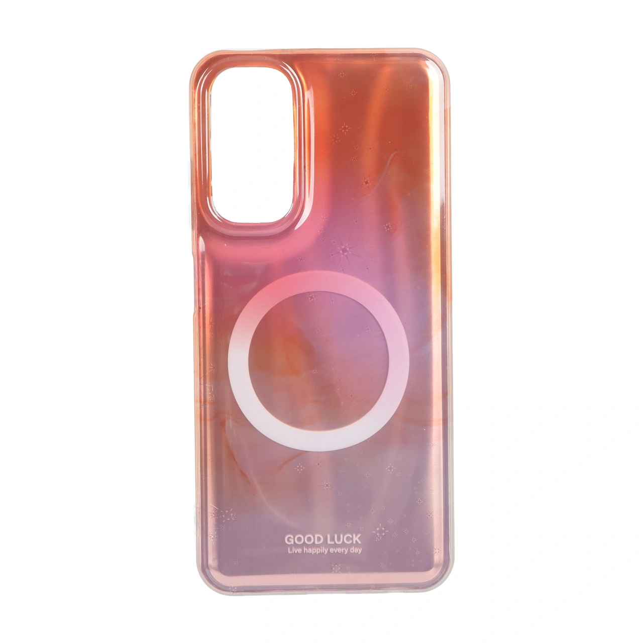قاب Good Luck ستاره ای دور ژله ای طرح مگ سیف Samsung Galaxy A05s / M14 4G / F14 4G - نارنجی