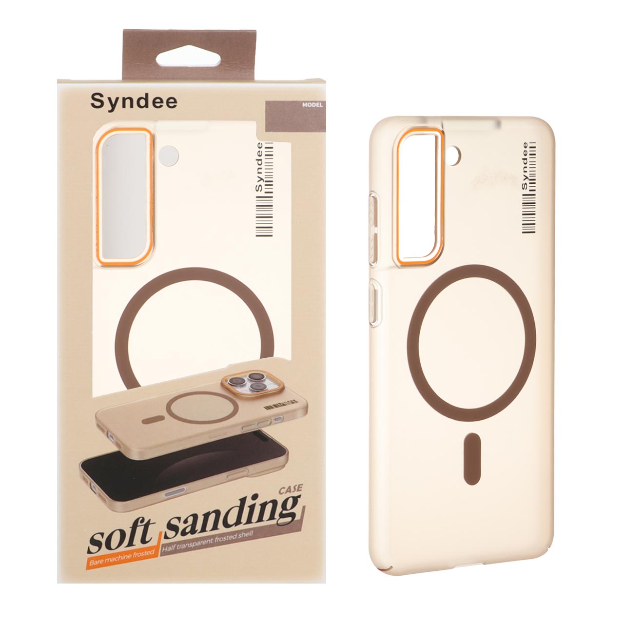 قاب اورجینال Syndee پشت مات MagSafe مدل Samsung Galaxy S21 FE - قهوه ای (پک دار )