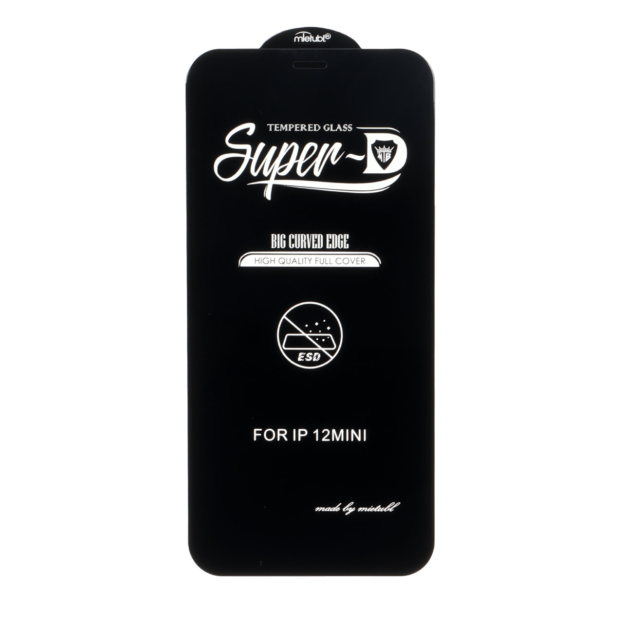 محافظ صفحه نمایش شیشه ای فول کاور Super D میتوبل مشکی مناسب برای آیفون ۱۲ مینی