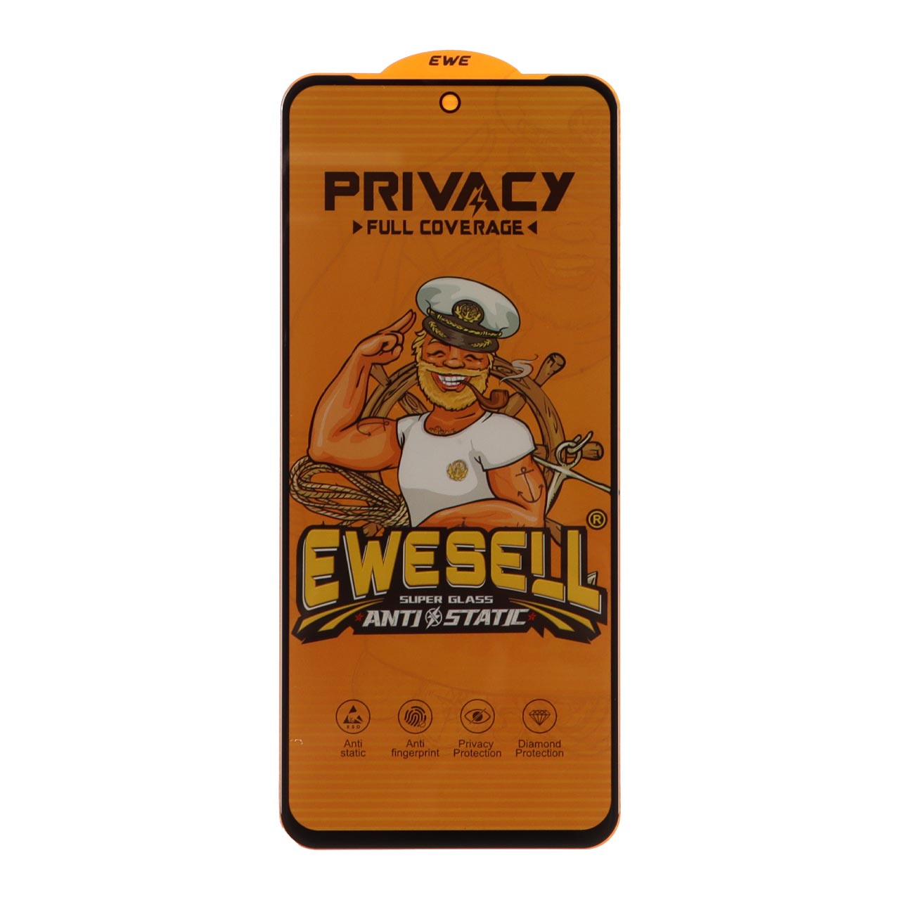 محافظ صفحه نمایش شیشه ای Full Cover Ewesell Anti Static Privacy مناسب برای شیائومی Redmi 12 / 13 / 13X و پوکو M6 Pro / M6