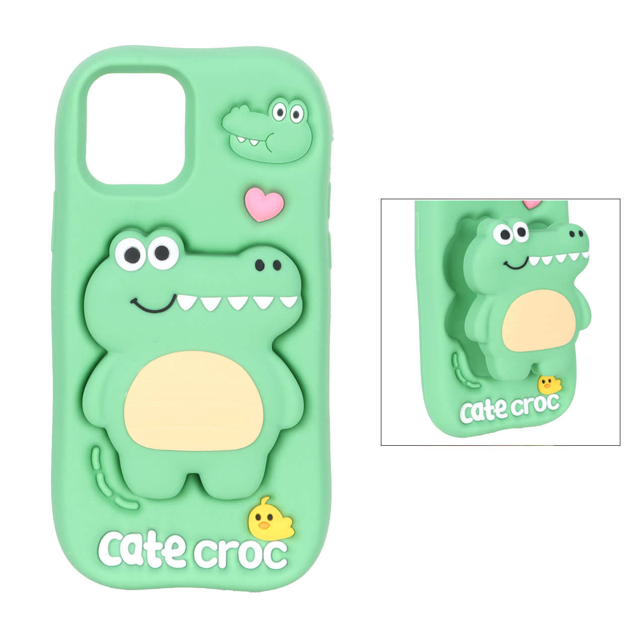 قاب طرح Cate croc استند شو سبز مناسب برای آیفون 12 پرو و آیفون 12