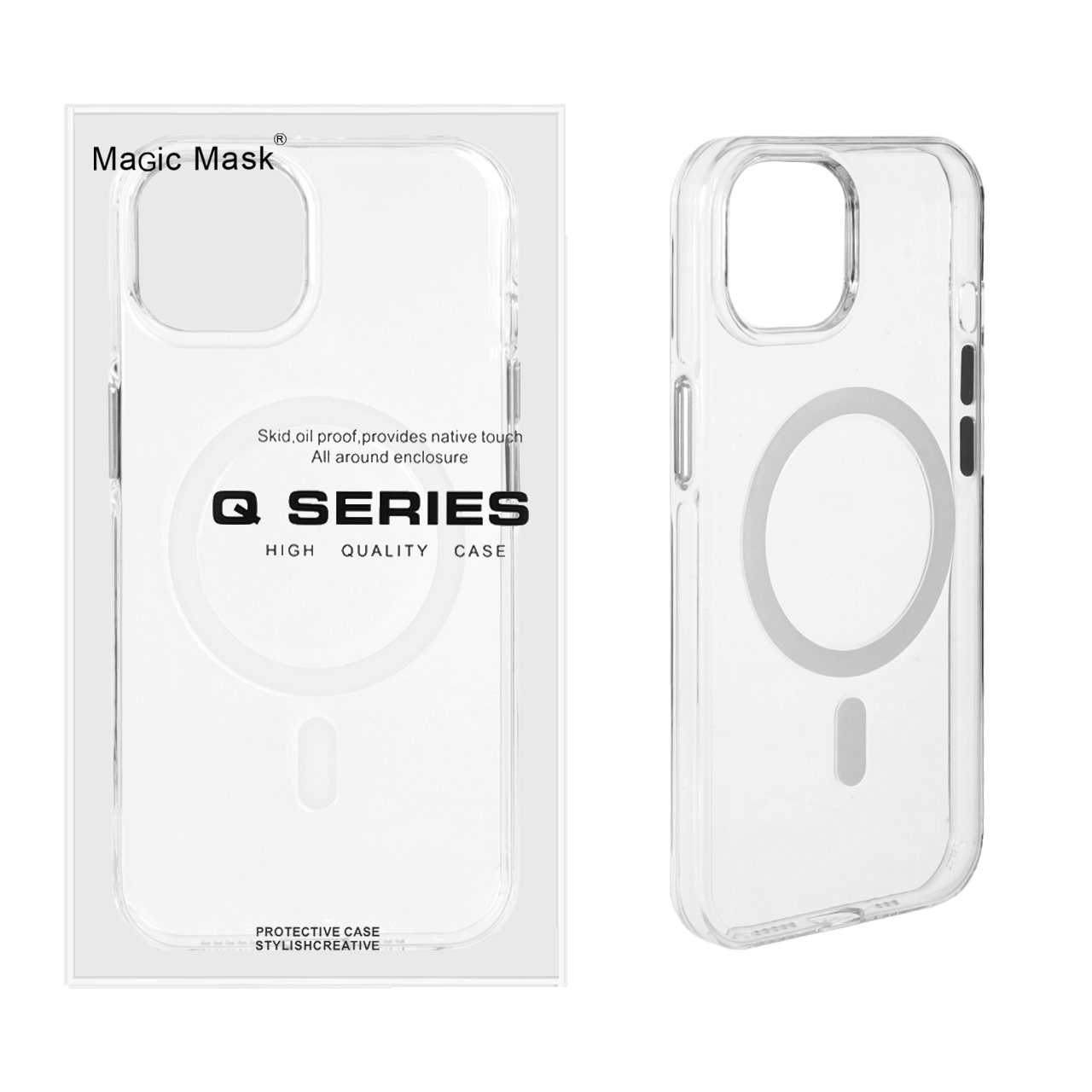 قاب اورجینال Magic Mask پشت سخت شفاف مگ سیف مناسب برای آیفون 13 و آیفون 14