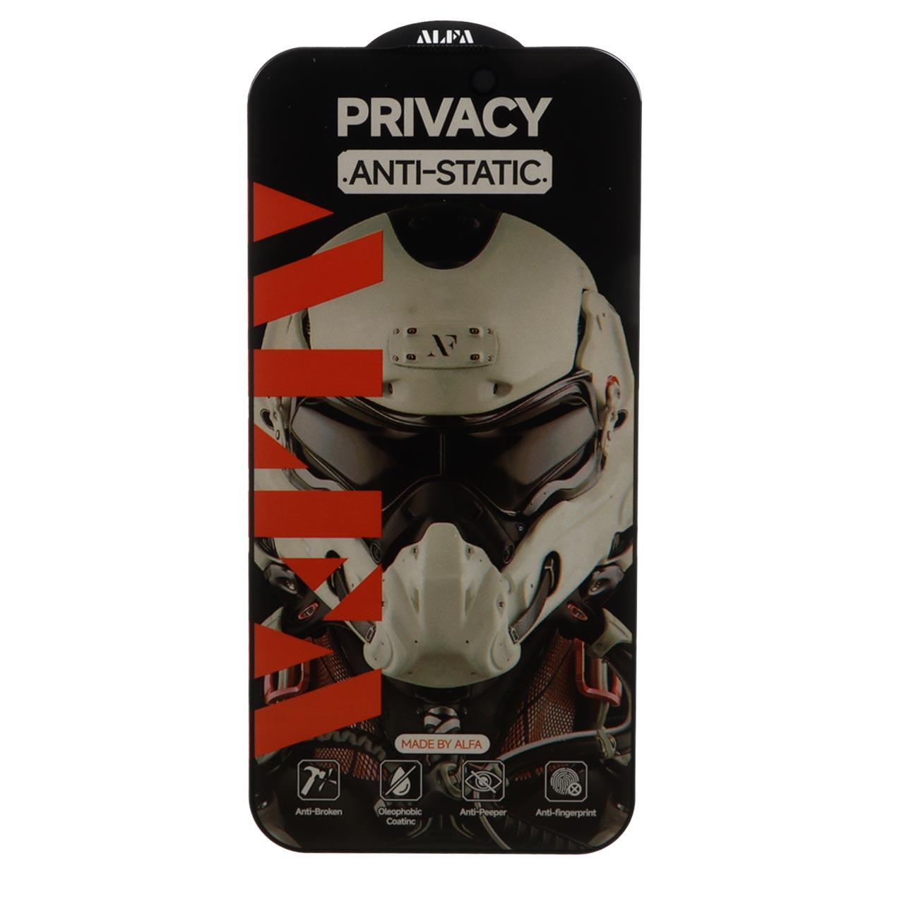 محافظ صفحه نمایش شیشه‌ای فول کاور ALFA Privacy Anti Static مناسب برای آیفون 14 پرو مکس