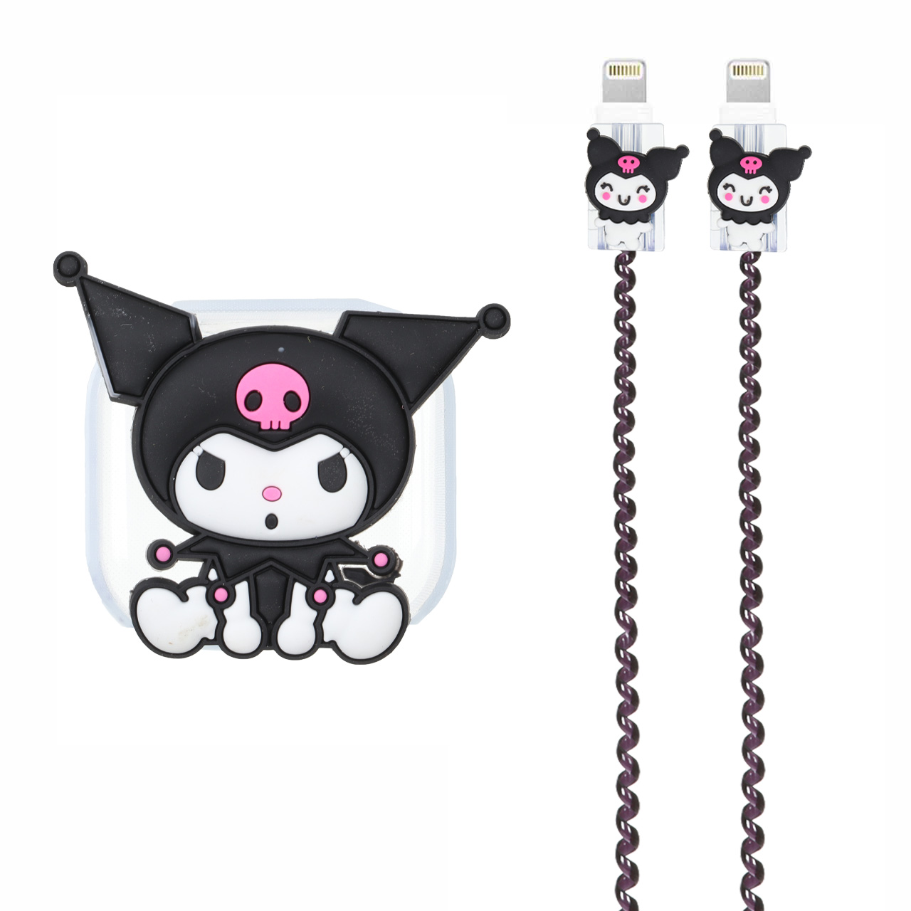 ست محافظ کابل و شارژر فانتزی طرح کرومی (Kuromi) مناسب برای آداپتور اپل ۲۰ وات