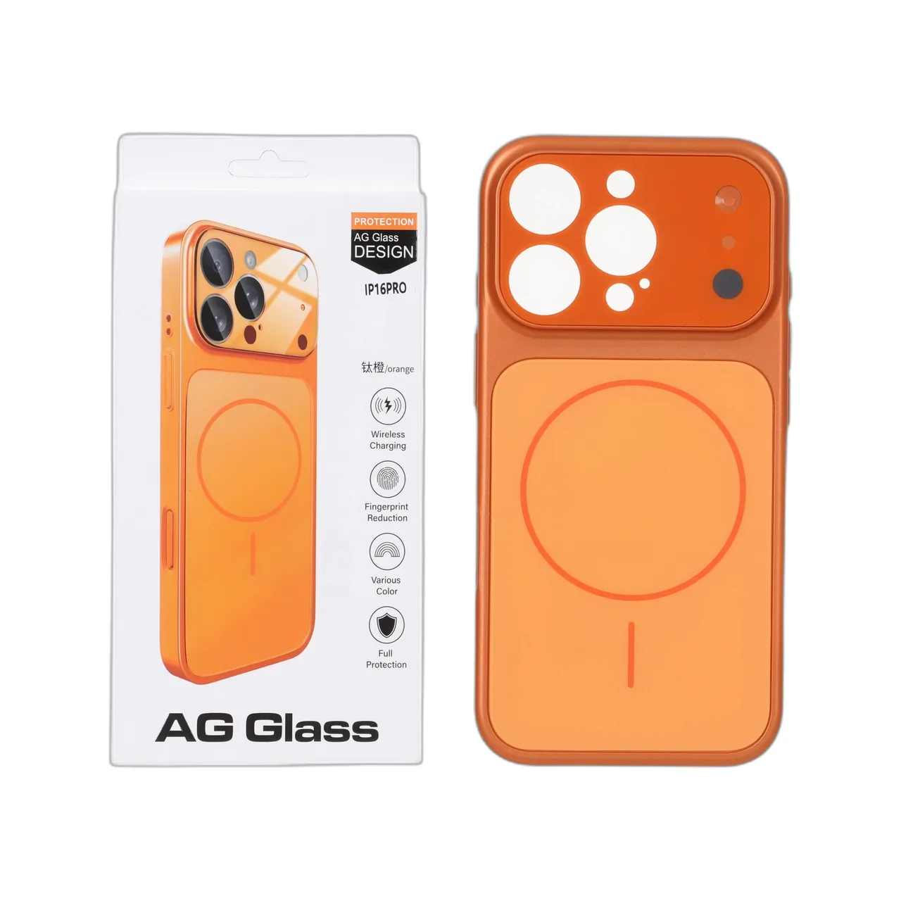 قاب اورجینال AG Glass محافظ لنز برجسته شیشه ای مگ سیف مناسب برای آیفون 16 پرو