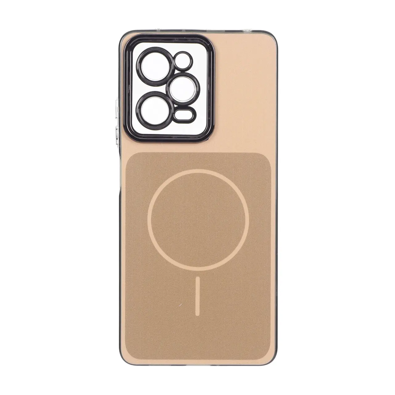 قاب مستطیلی طرح مگ سیف لنز شفاف Xiaomi Redmi Note 12 Pro 5G / Xiaomi Poco X5 Pro 5G - عسلی