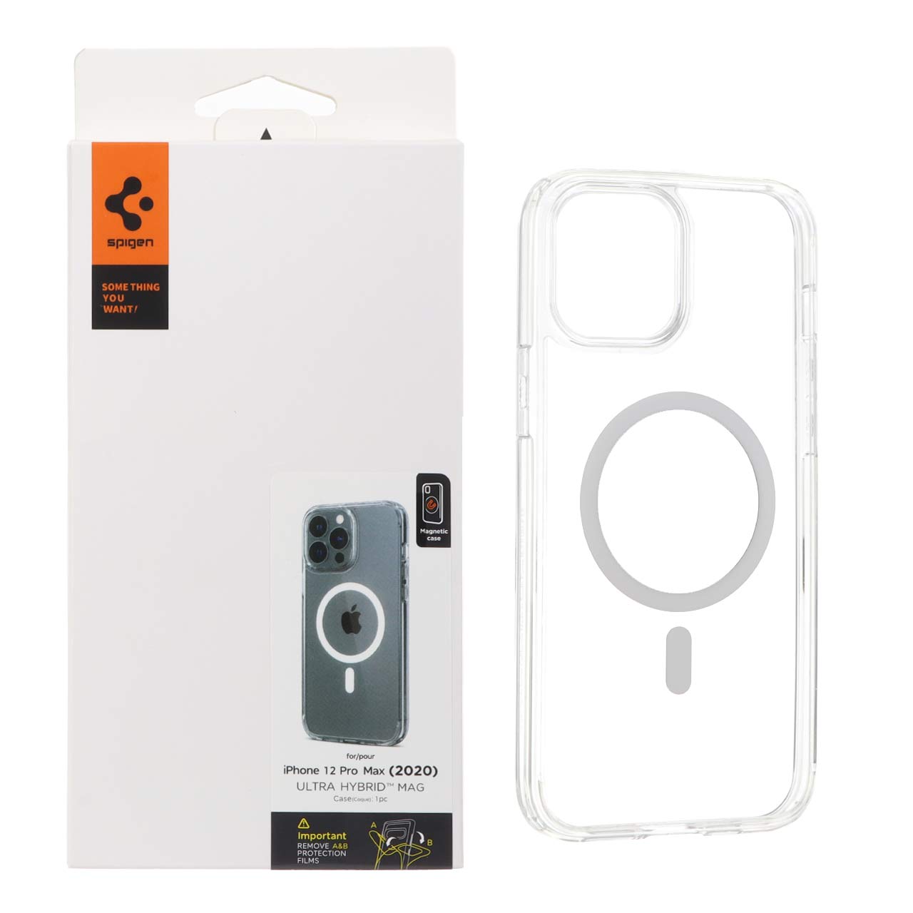 قاب مگ سیف شفاف Spigen Ultra Hybrid با لبه ژله ای مناسب برای آیفون ۱۲ پرو مکس