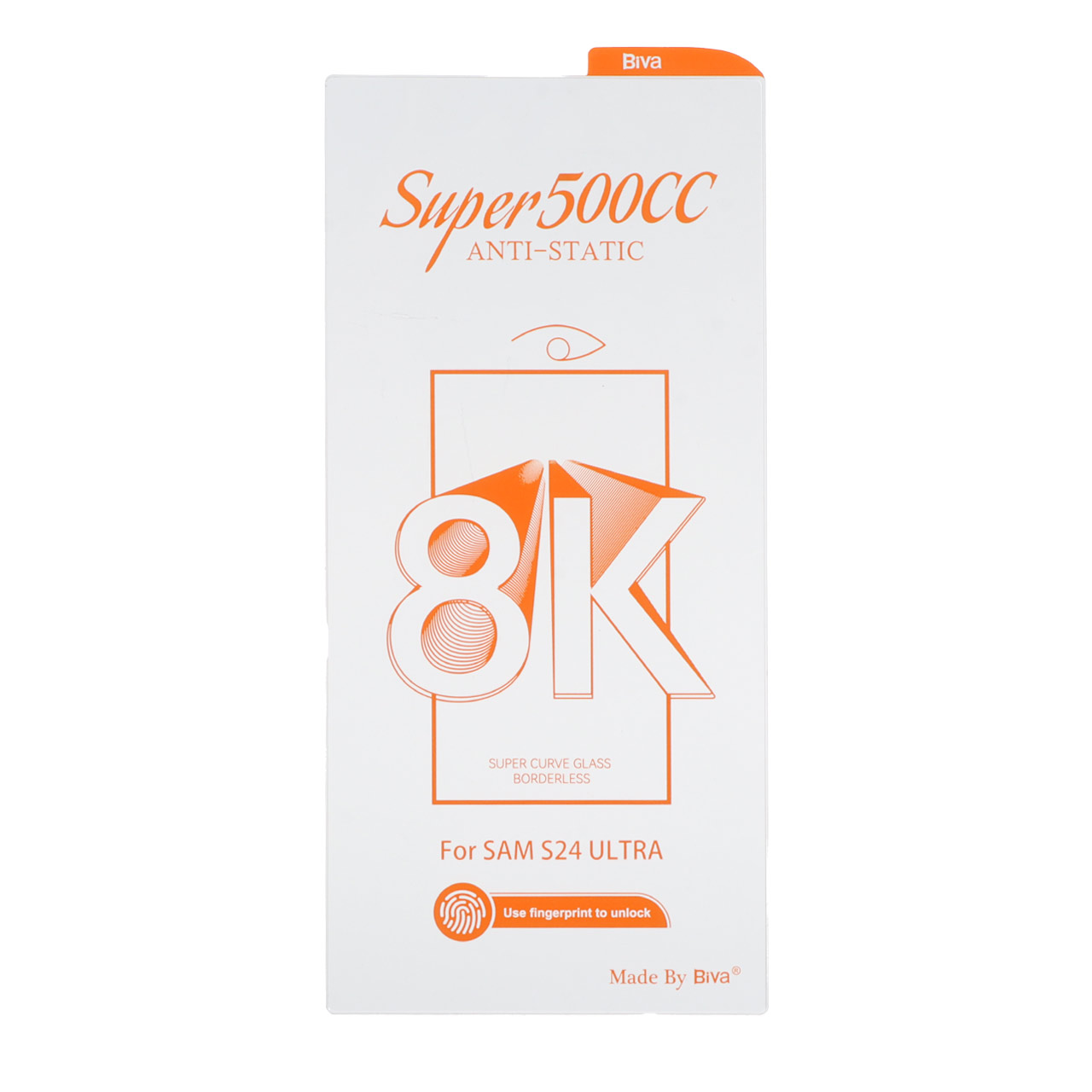 محافظ صفحه نمایش شیشه ای اورجینال بدون حاشیه Super 500CC 8K Biva مناسب برای سامسونگ گلکسی S24 اولترا