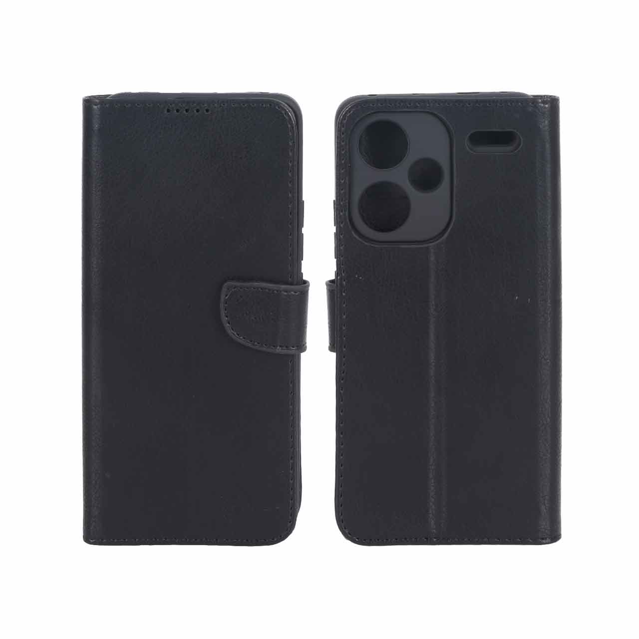 کیف چرمی موبایل مگنتی محافظ لنزدار KRF مدل Xiaomi Redmi Note 13 Pro Plus 5G - مشکی