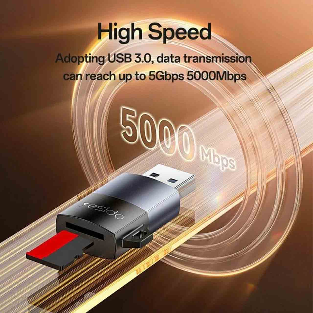 رم ریدر یسیدو مدل GS36 USB 3.0 با پشتیبانی از TF Card - رنگ خاکستری