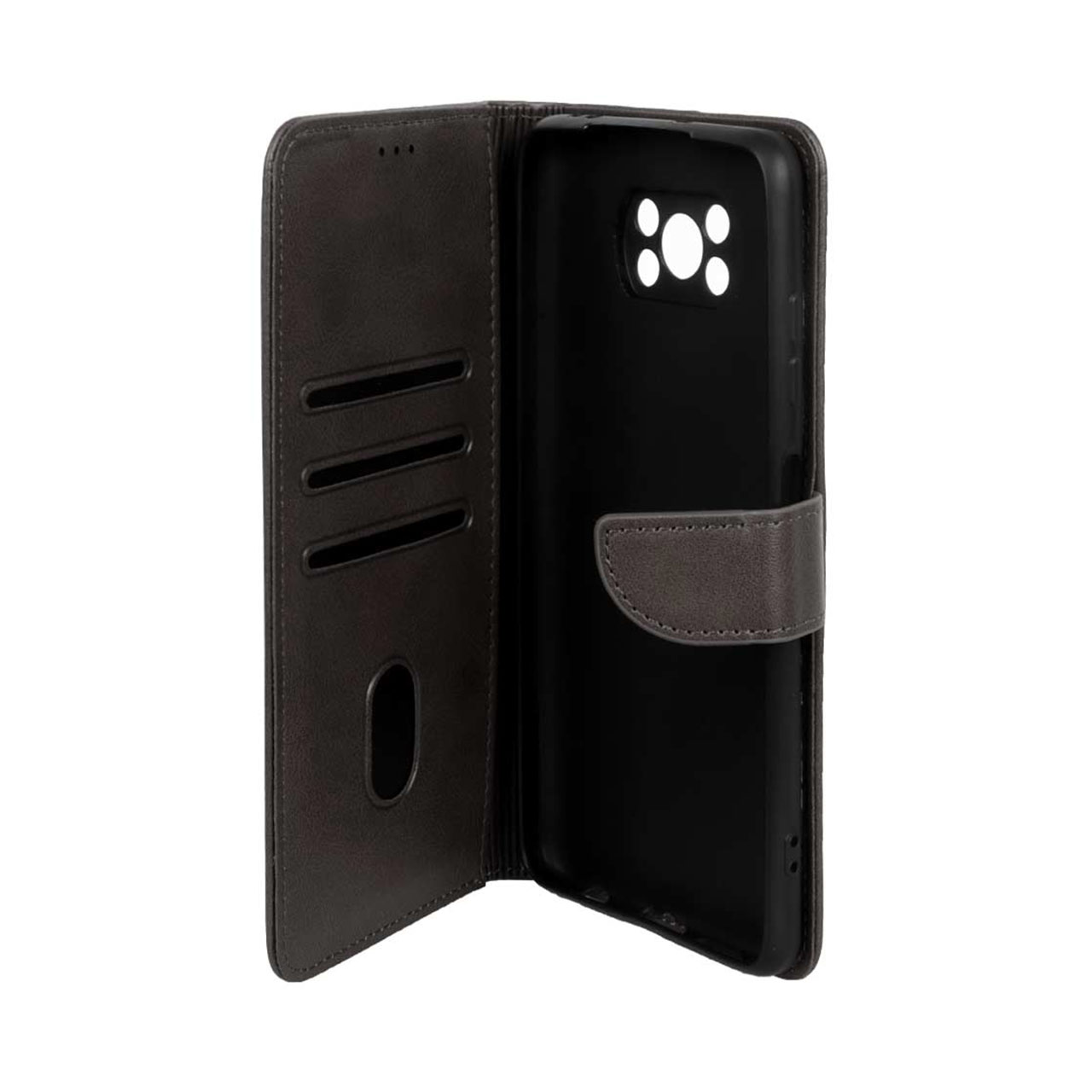 کیف چرمی مگنتی محافظ لنزدار مناسب برای شیائومی پوکو X3 / پوکو X3 پرو / پوکو X3 NFC خاکستری