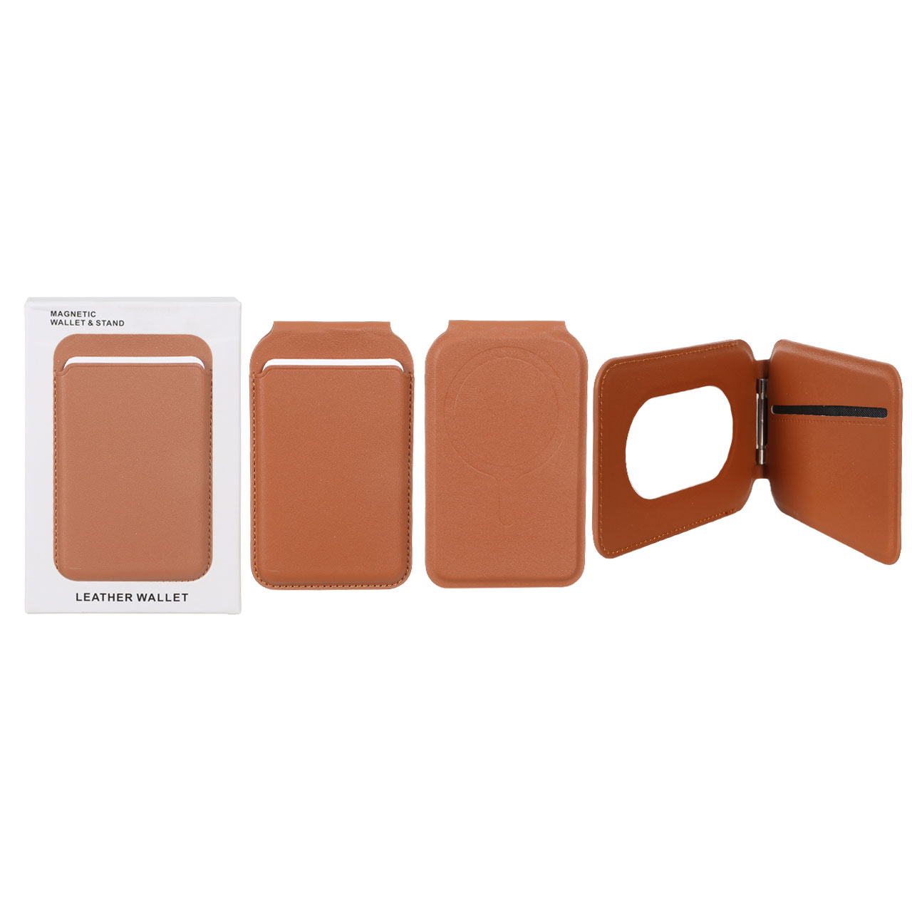 جاکارتی چرمی مگ سیف اپل استند شو مدل Leather Wallet - رنگ عسلی