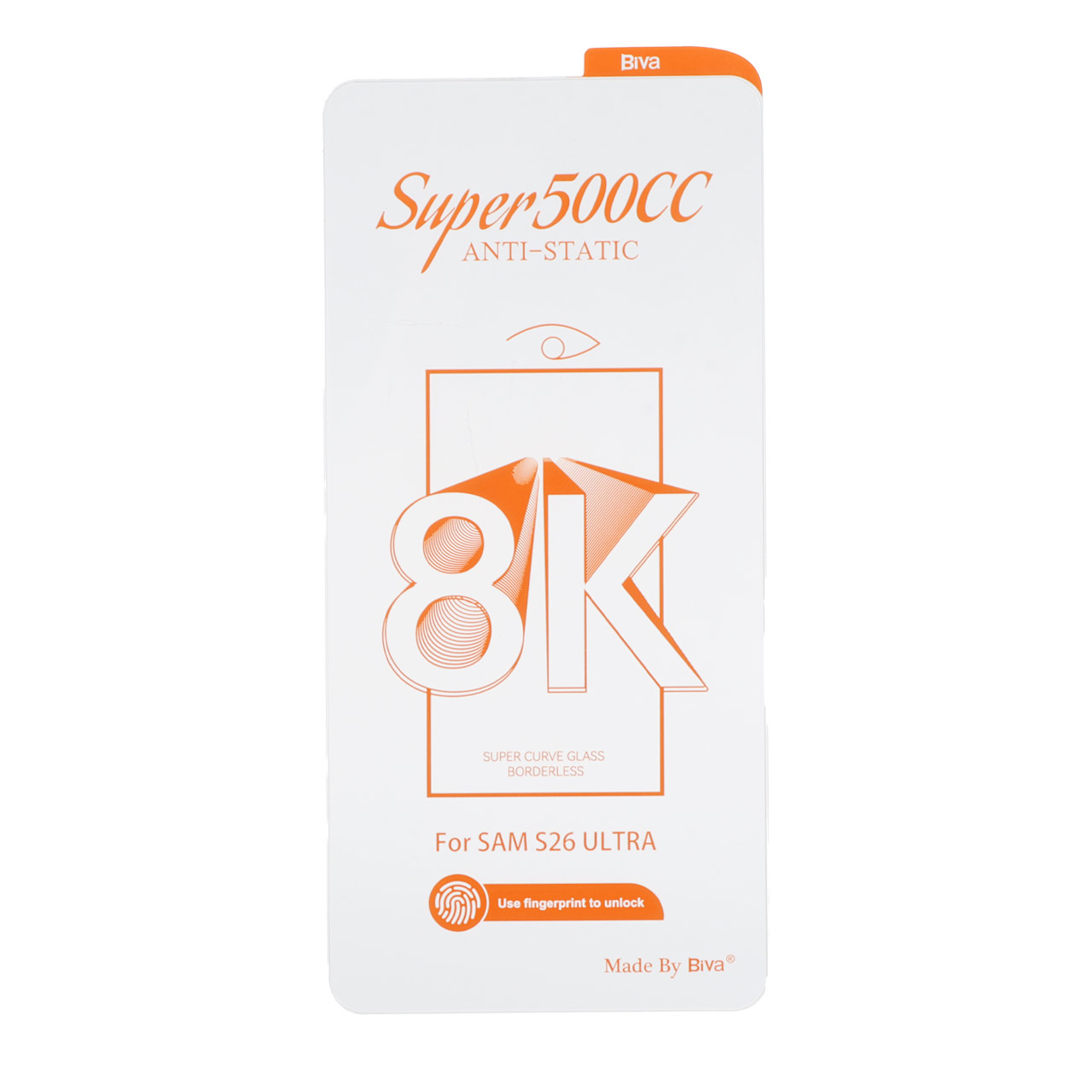 محافظ صفحه نمایش شیشه ای اورجینال بدون حاشیه Super 500CC 8K Biva مدل Samsung Galaxy S26 Ultra
