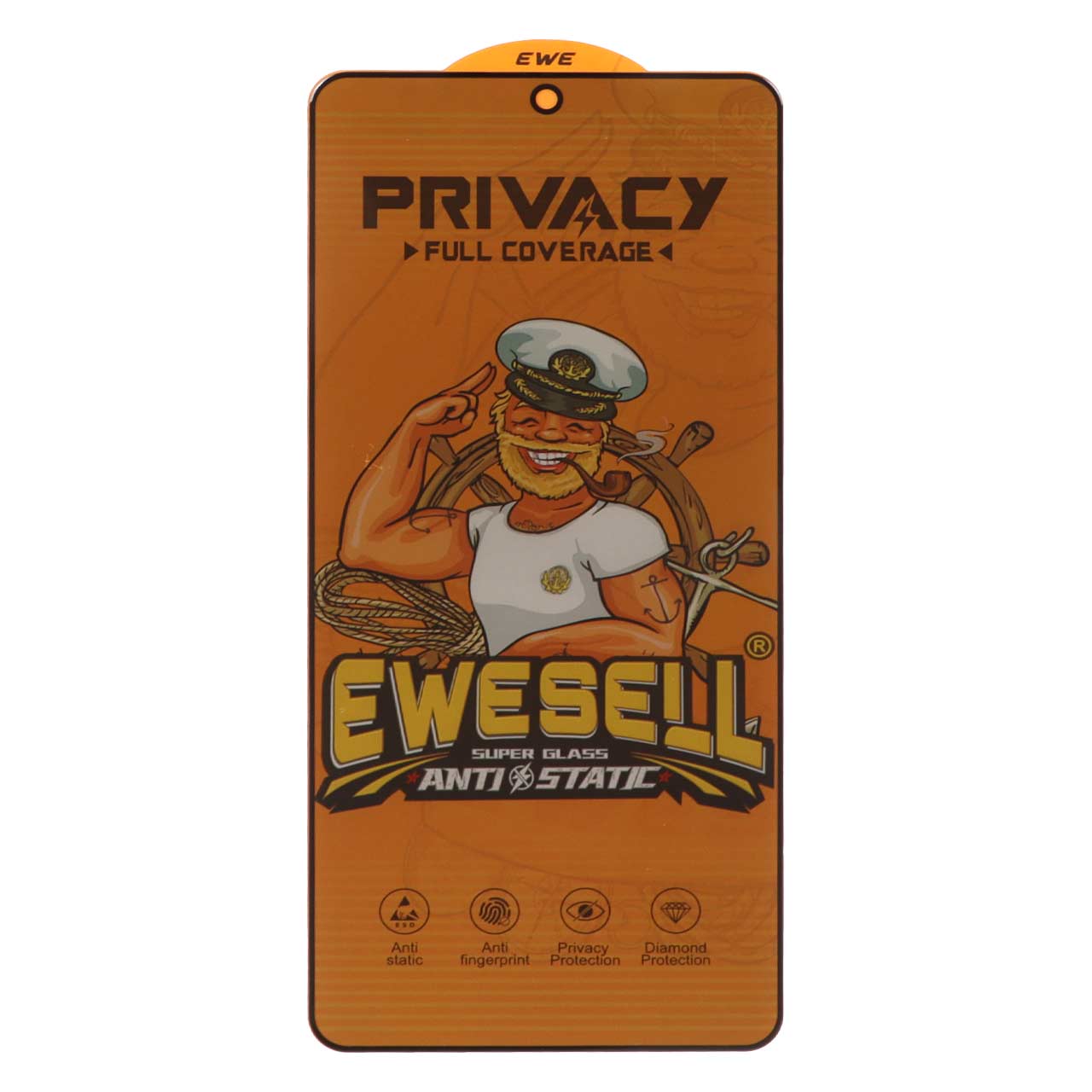 محافظ صفحه نمایش شیشه‌ای Full Cover Ewesell Anti Static Privacy مناسب برای شیائومی Redmi Note 14S / Note 13 Pro 4G / Poco M6 Pro 4G